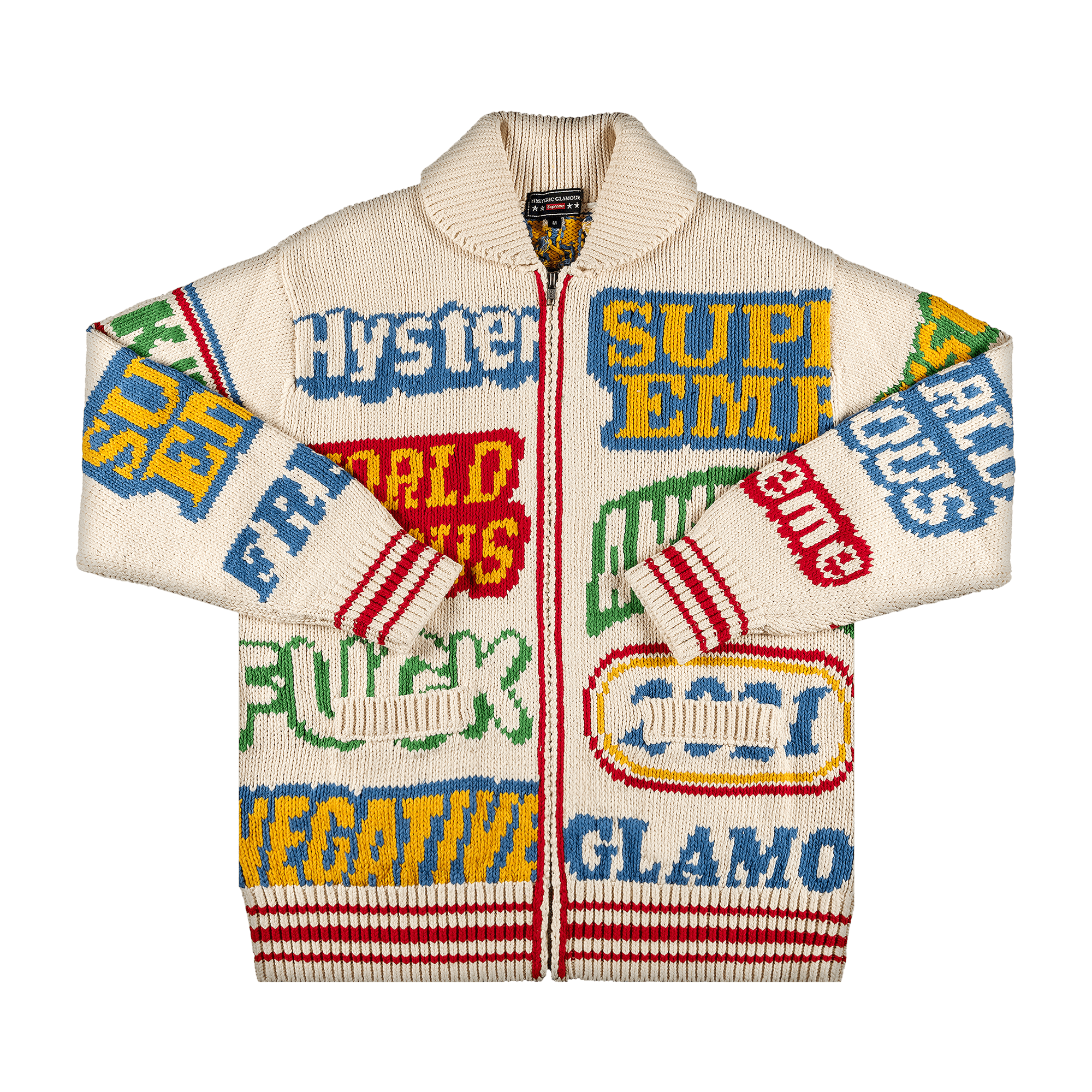 Supreme x Hysteric Glamour Logos Zip Up Sweater 'Natural'
