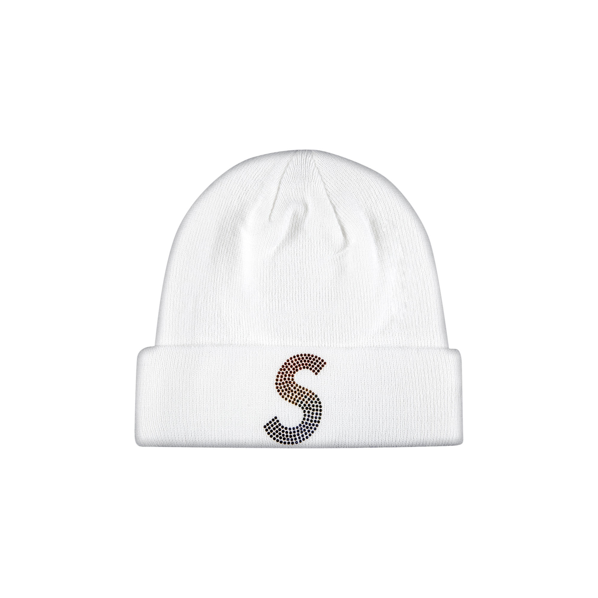 Supreme x New Era x Swarovski S Logo Beanie 'White'