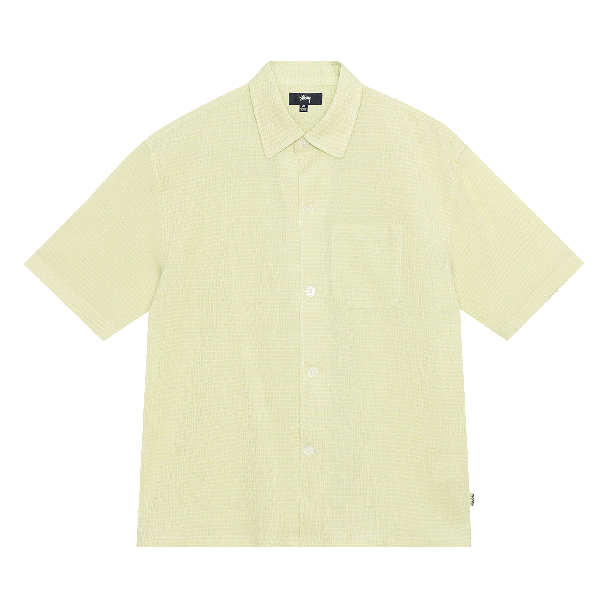 Stussy Boxy Flat Hem Crinkled Shirt 'Lime'