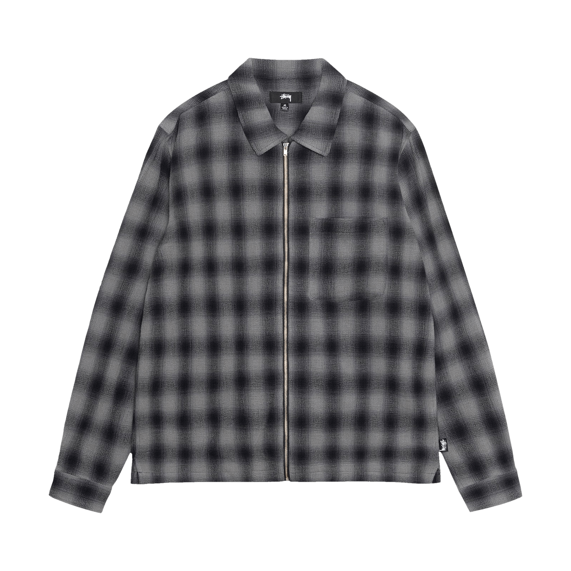 Stussy Zip Twisted Yarn Plaid Shirt 'Charcoal'