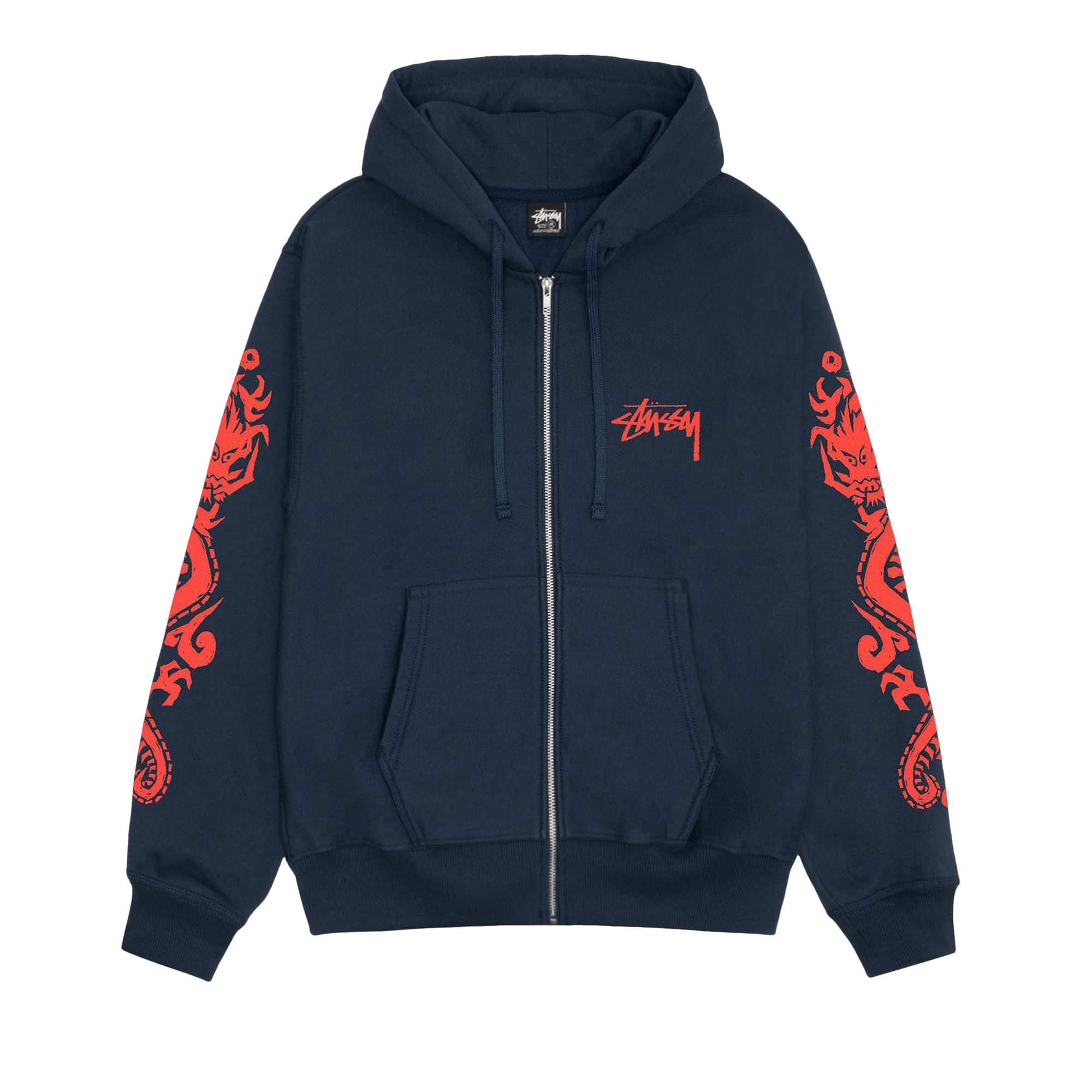 Stussy Dragons Zip Hoodie 'Navy'