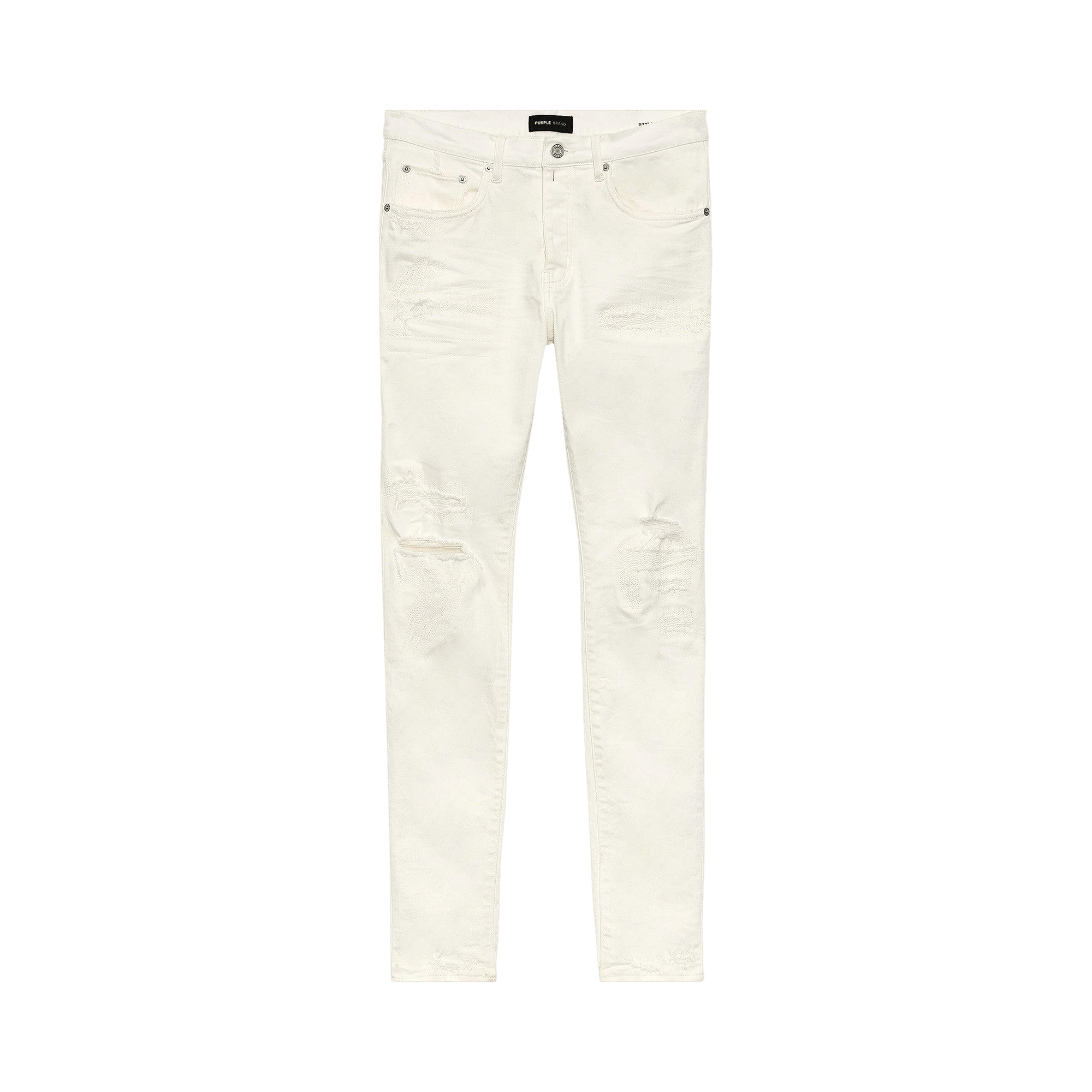 PURPLE BRAND Low Rise Slim Jeans 'White Light Destroy'