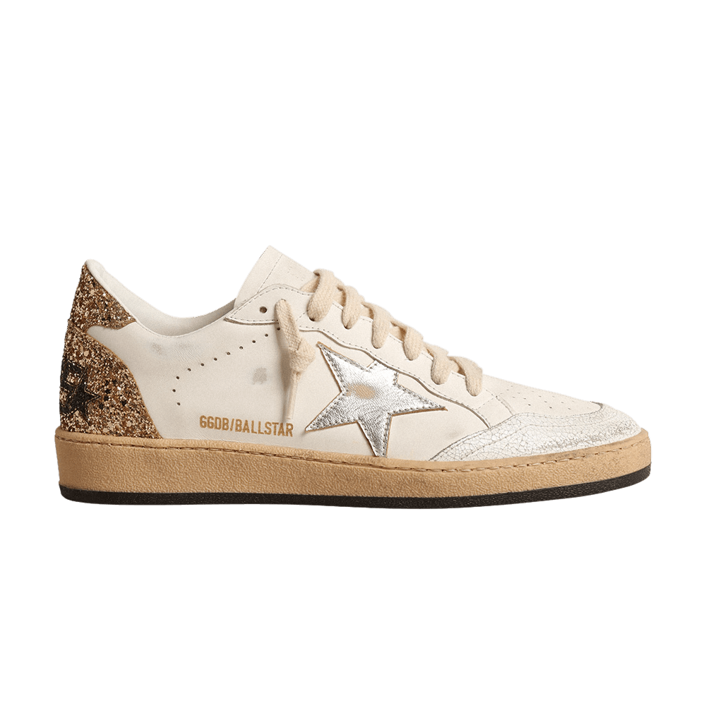 Golden Goose Wmns Ball Star 'White Silver Metallic Gold Glitter'