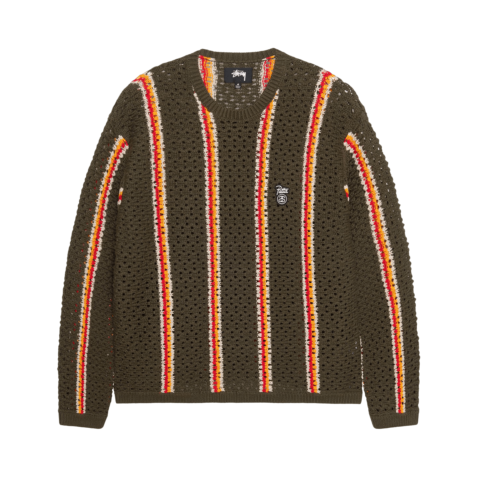 Stussy x Patta Striped Loose Gauge Sweater 'Olive'