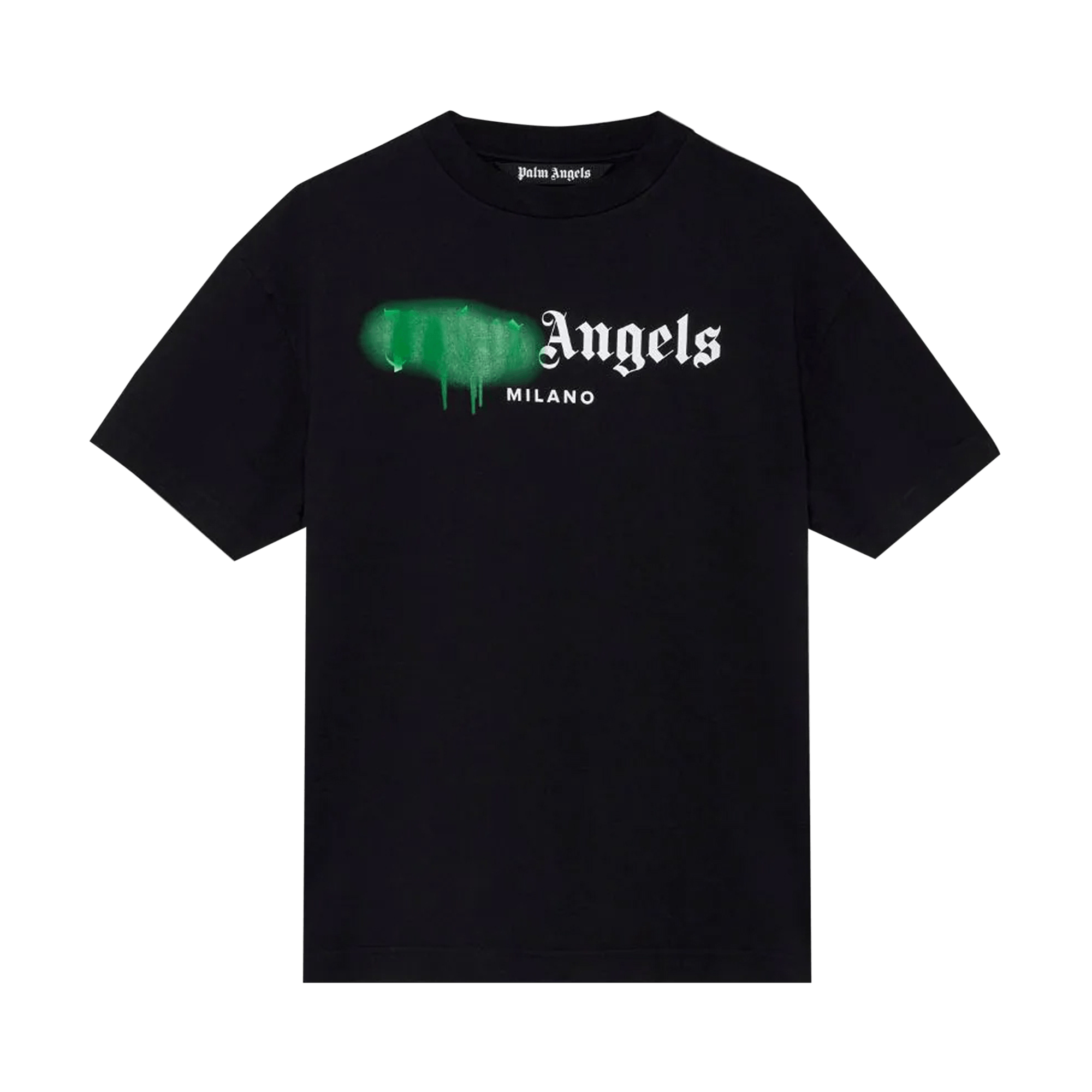 Palm Angels Milano Sprayed Logo T-Shirt 'Black/Green'