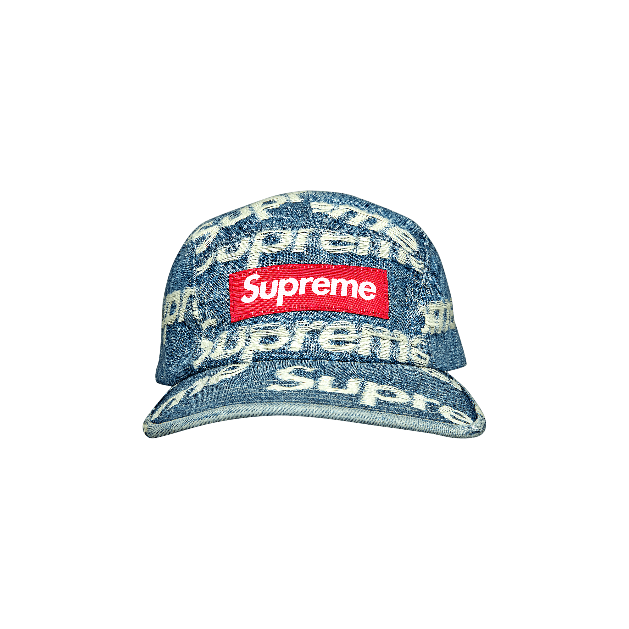 Supreme Frayed Logos Denim Camp Cap 'Blue'