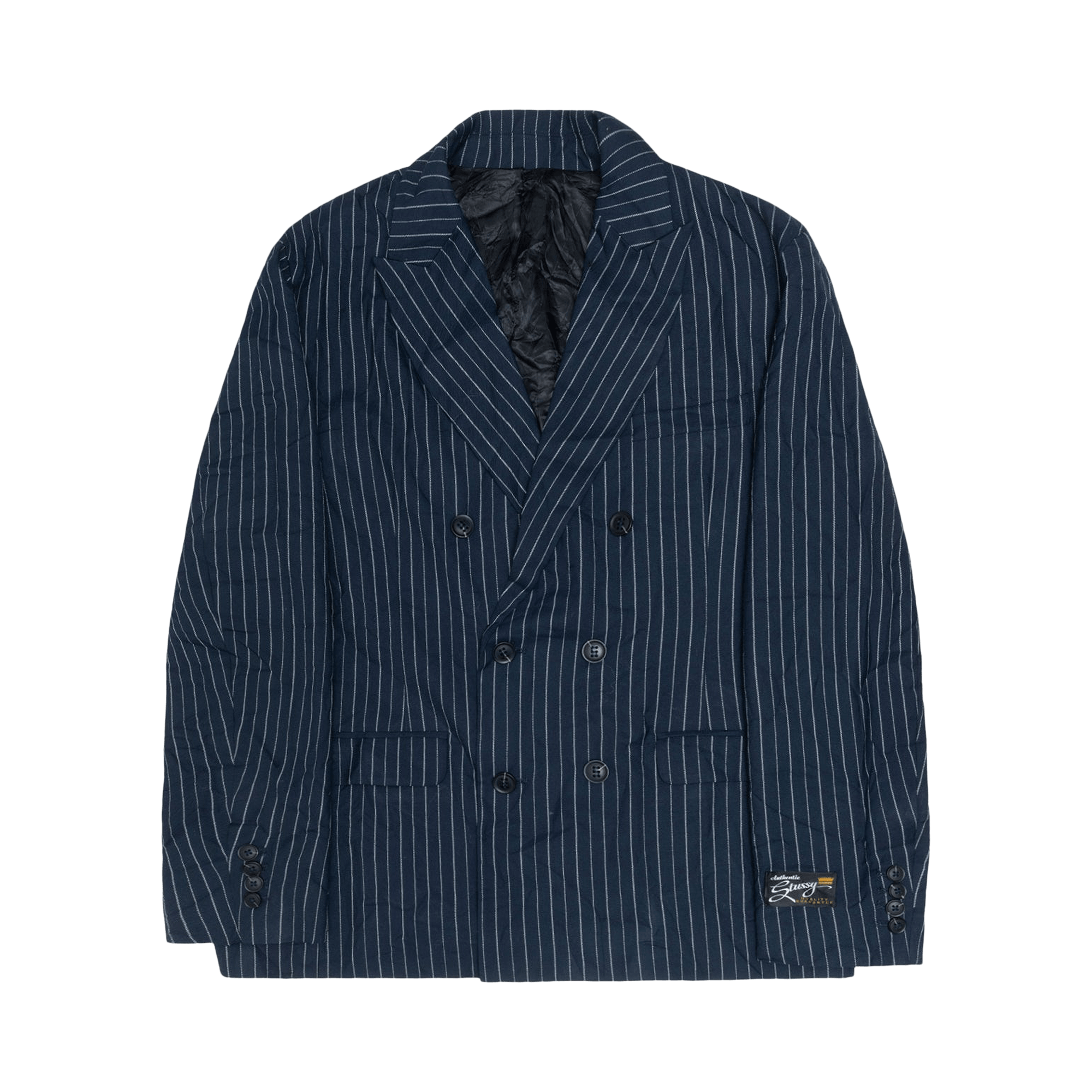 Stussy Wrinkled Stripe Double-Breasted Blazer 'Navy'