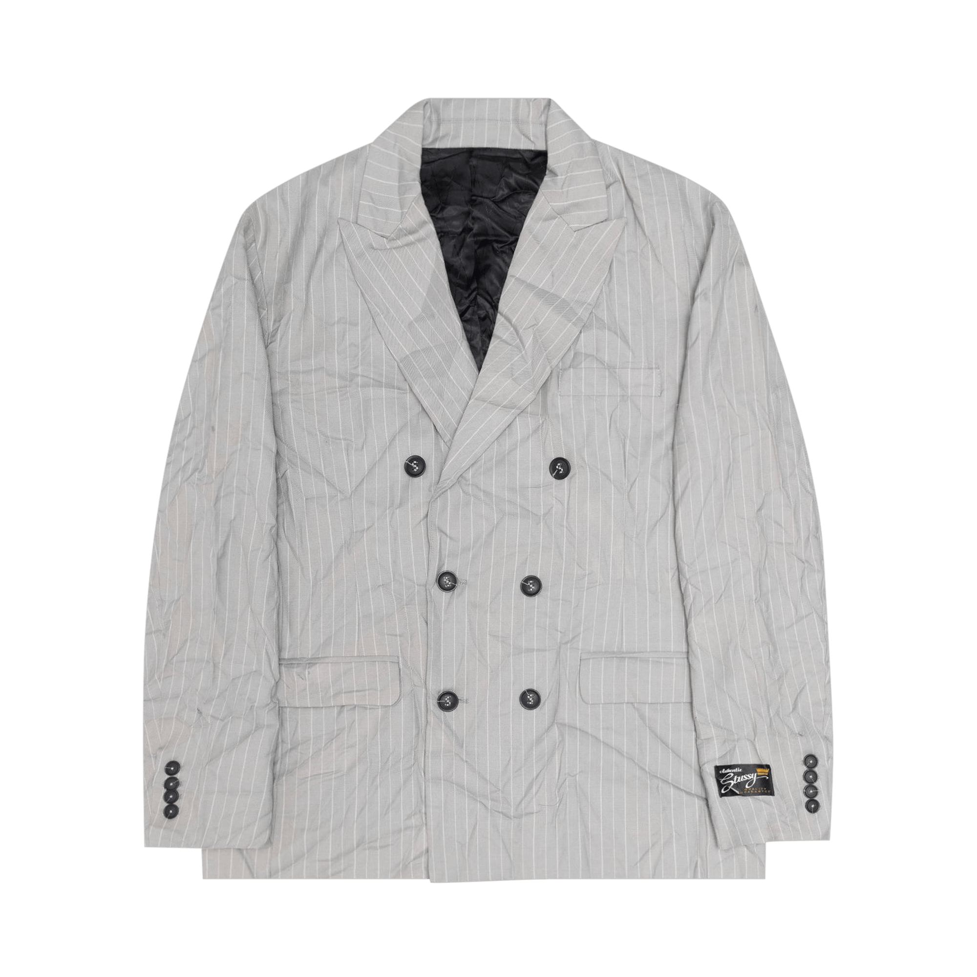 Stussy Wrinkled Stripe Double-Breasted Blazer 'Grey'
