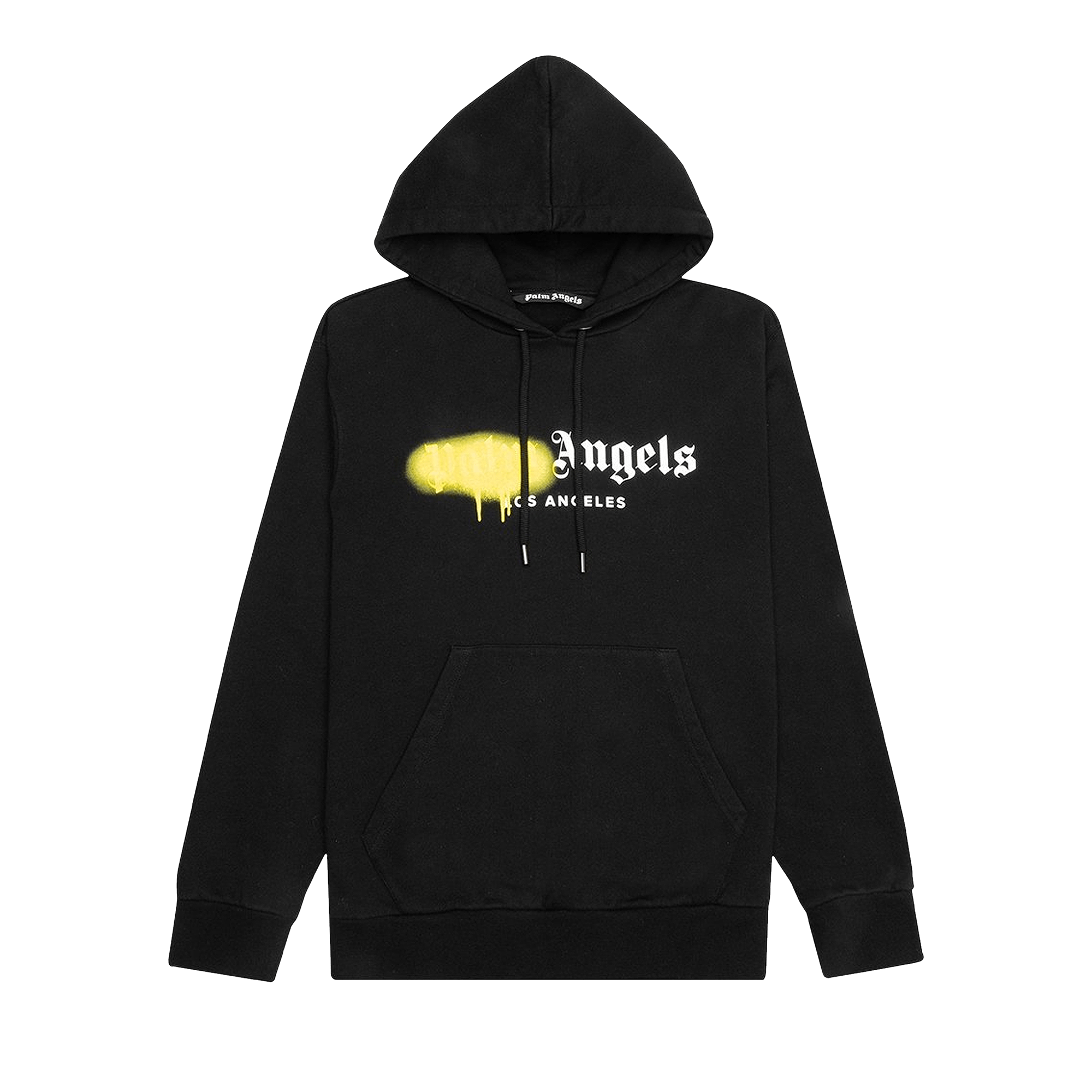 Palm Angels Malibu Sprayed Hoodie 'Black/Fluo Yellow'
