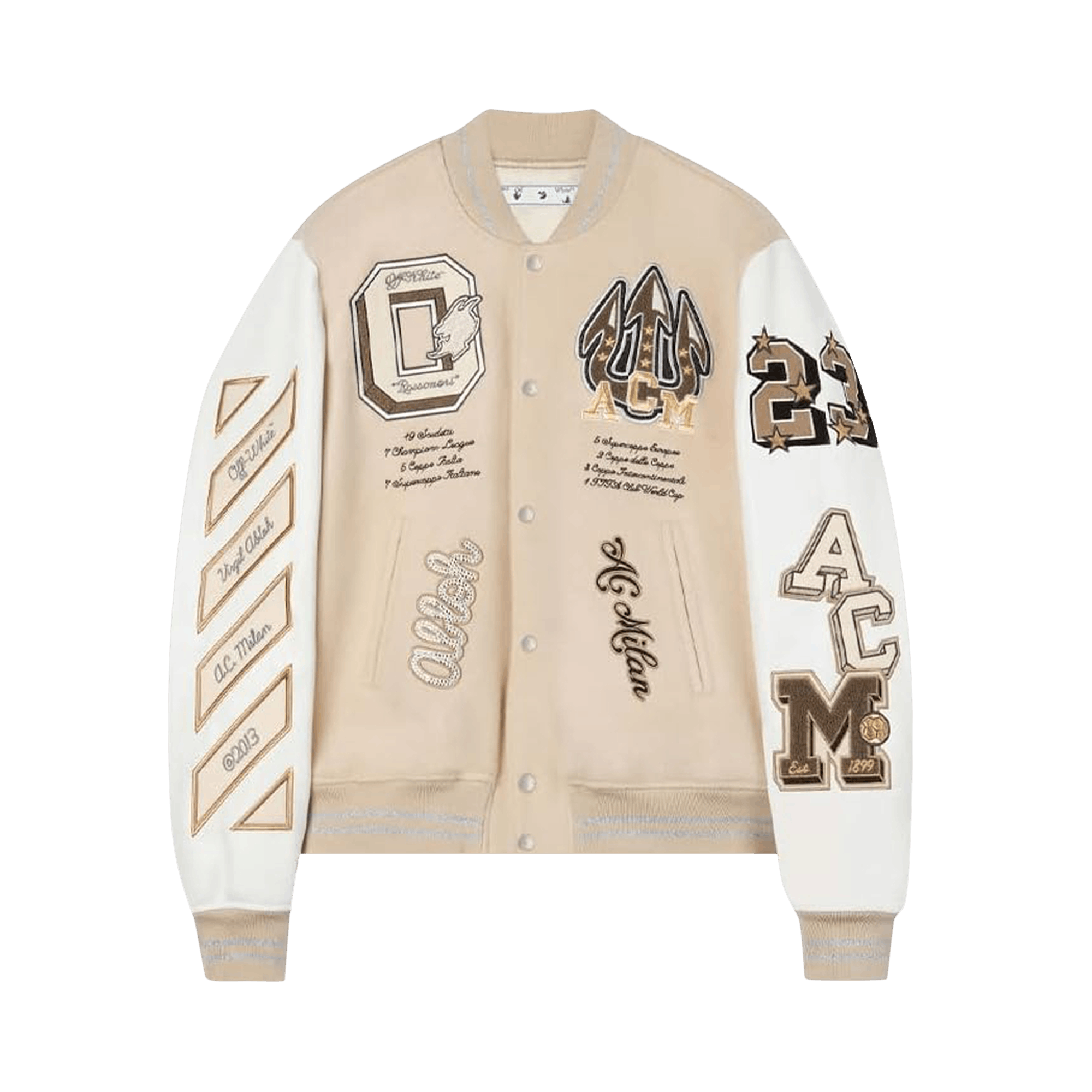 Off-White x AC Milan Varsity Jacket 'Cream/White'