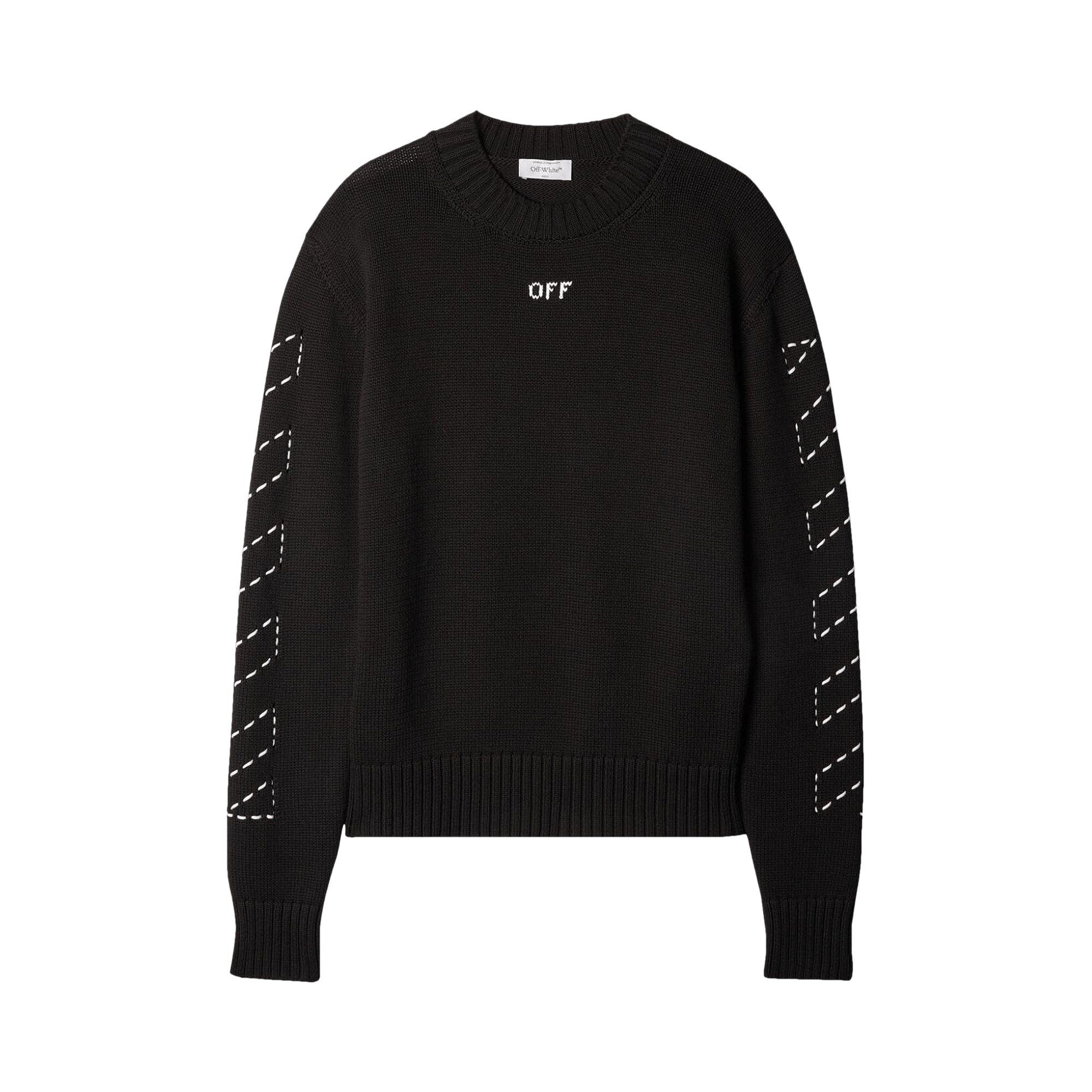 Off-White Stitch Arrow Diags Knit Crewneck 'Black/White'