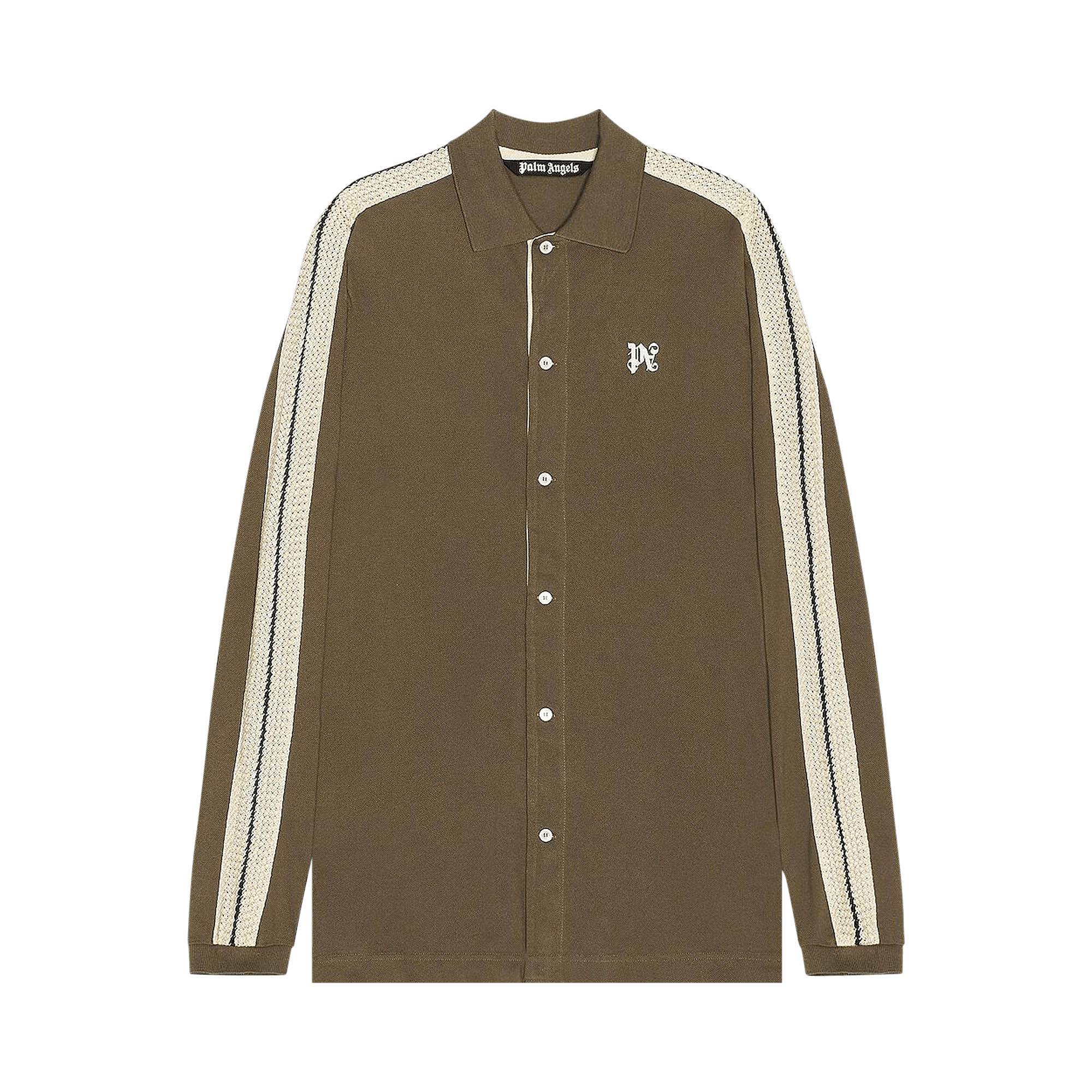 Palm Angels Monogram Piquet Trackshirt 'Brown/Off White'