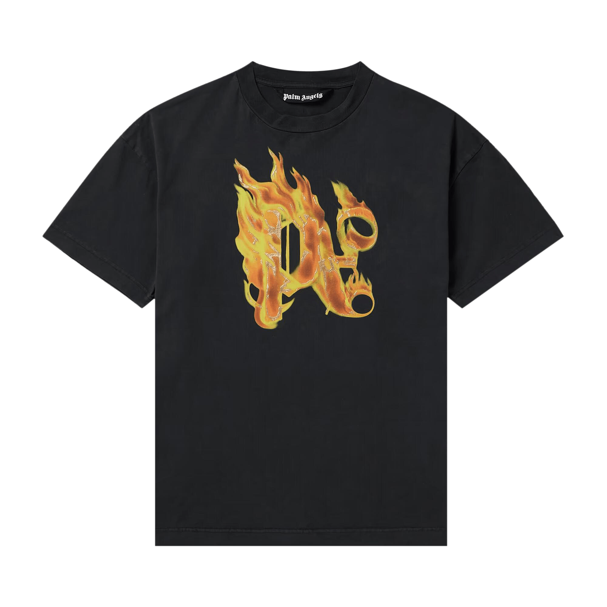 Palm Angels Burning Monogram T-Shirt 'Black/Gold'