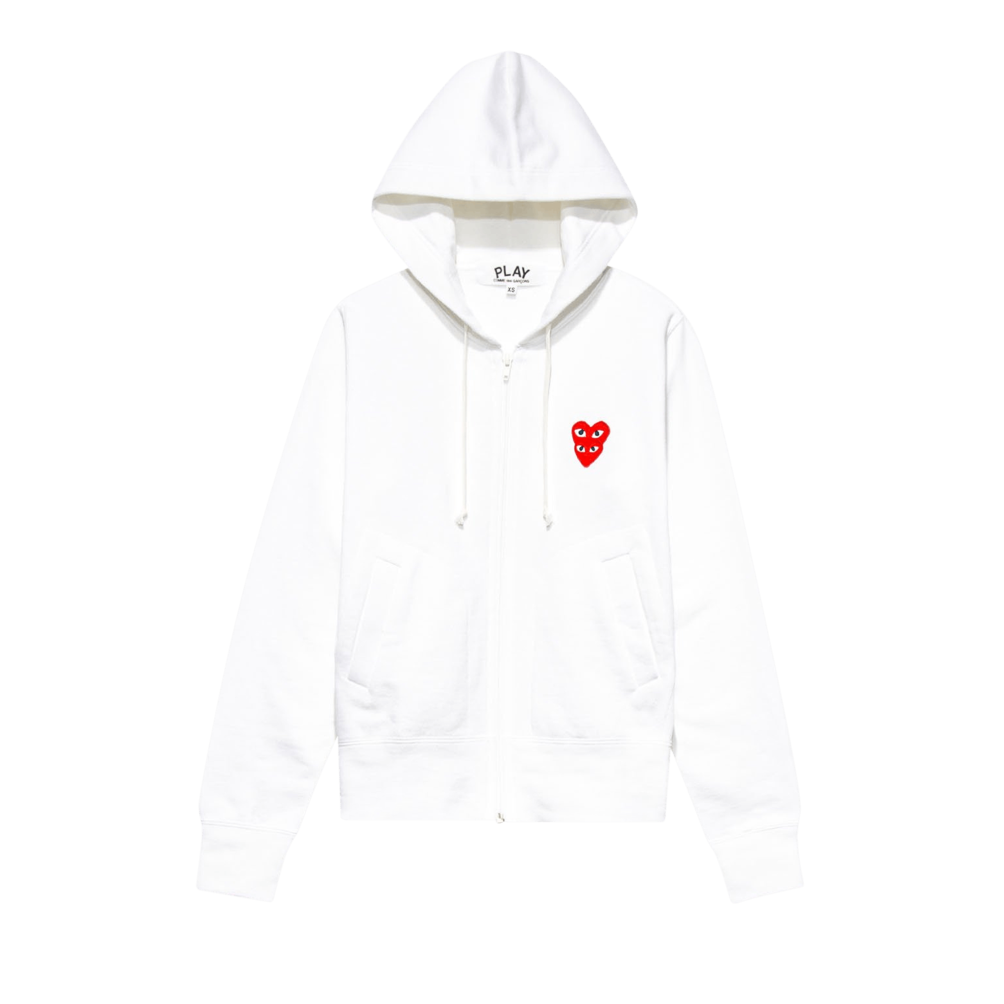Comme des Garçons PLAY Heart Logo Zip Up Hooded Sweatshirt 'White'