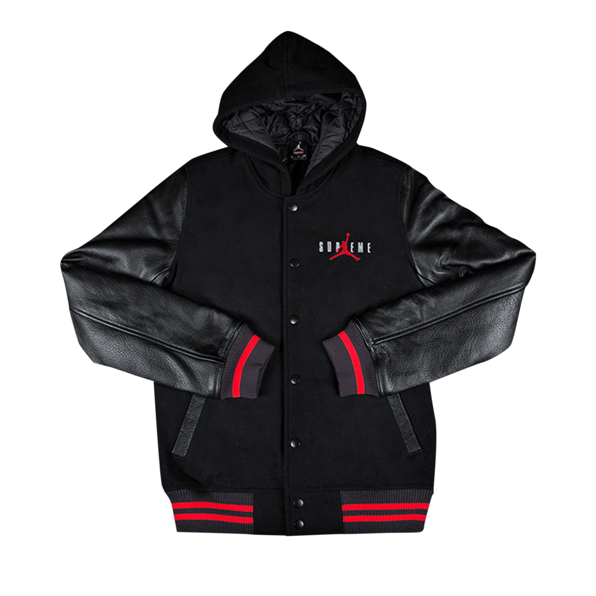 Supreme x Jordan Hooded Varsity Jacket 'Black'