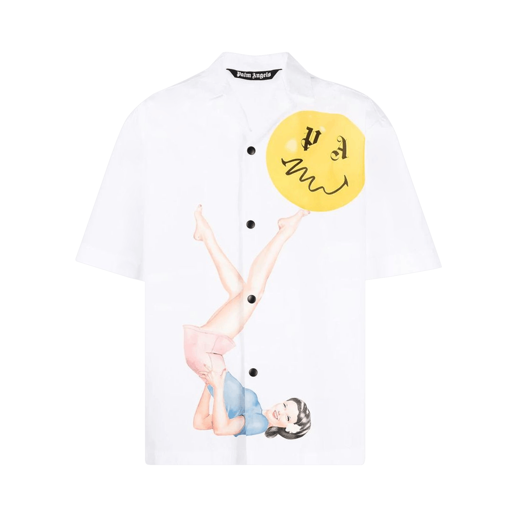 Palm Angels Juggler Pin Up Bowling Shirt 'White/Pink'