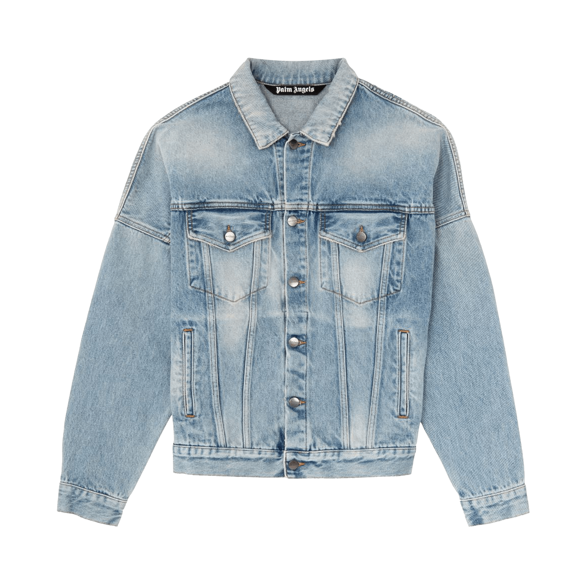 Palm Angels Logo Over Denim Jacket 'Blue/White'