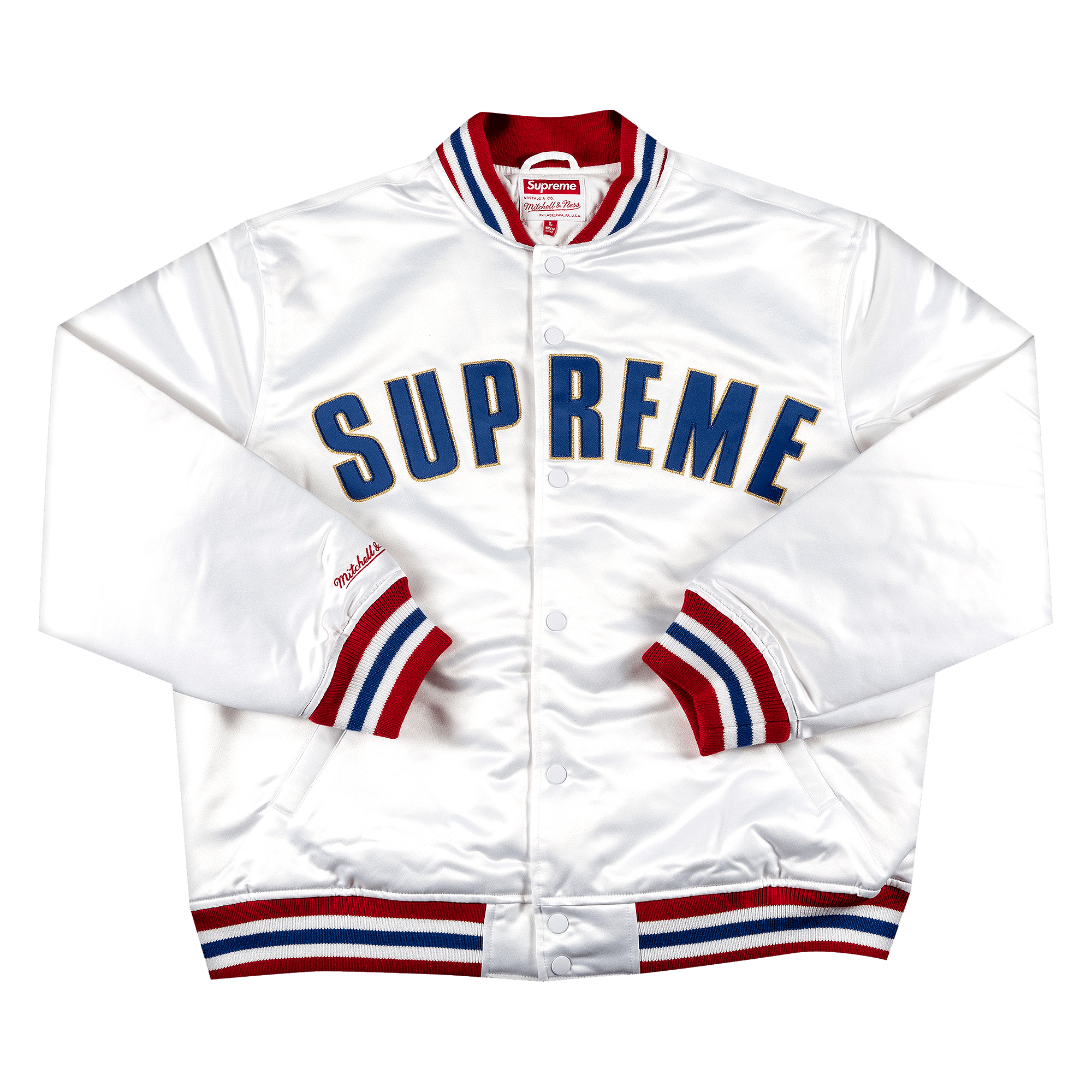 Supreme x Mitchell And Ness Satin Varsity Jacket 'White'