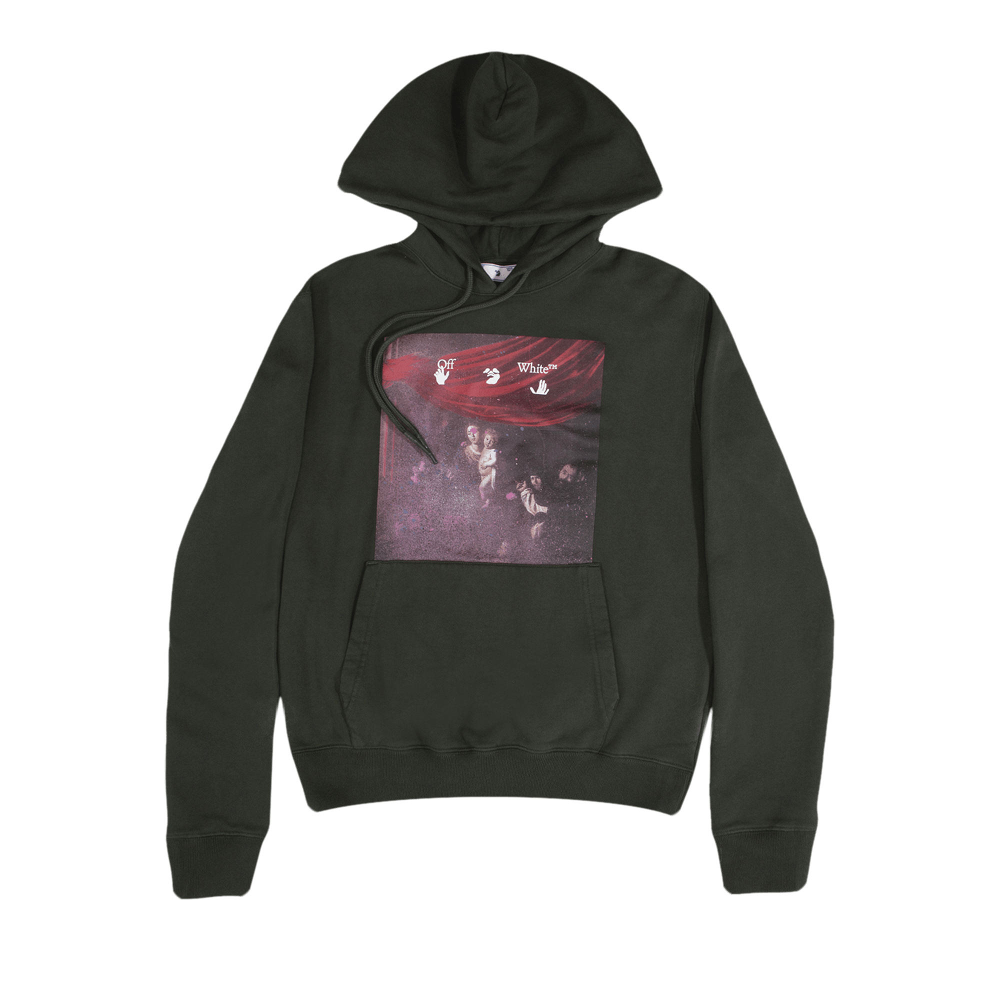 Off-White Sprayed Caravaggio Slim Hoodie 'Green/White'