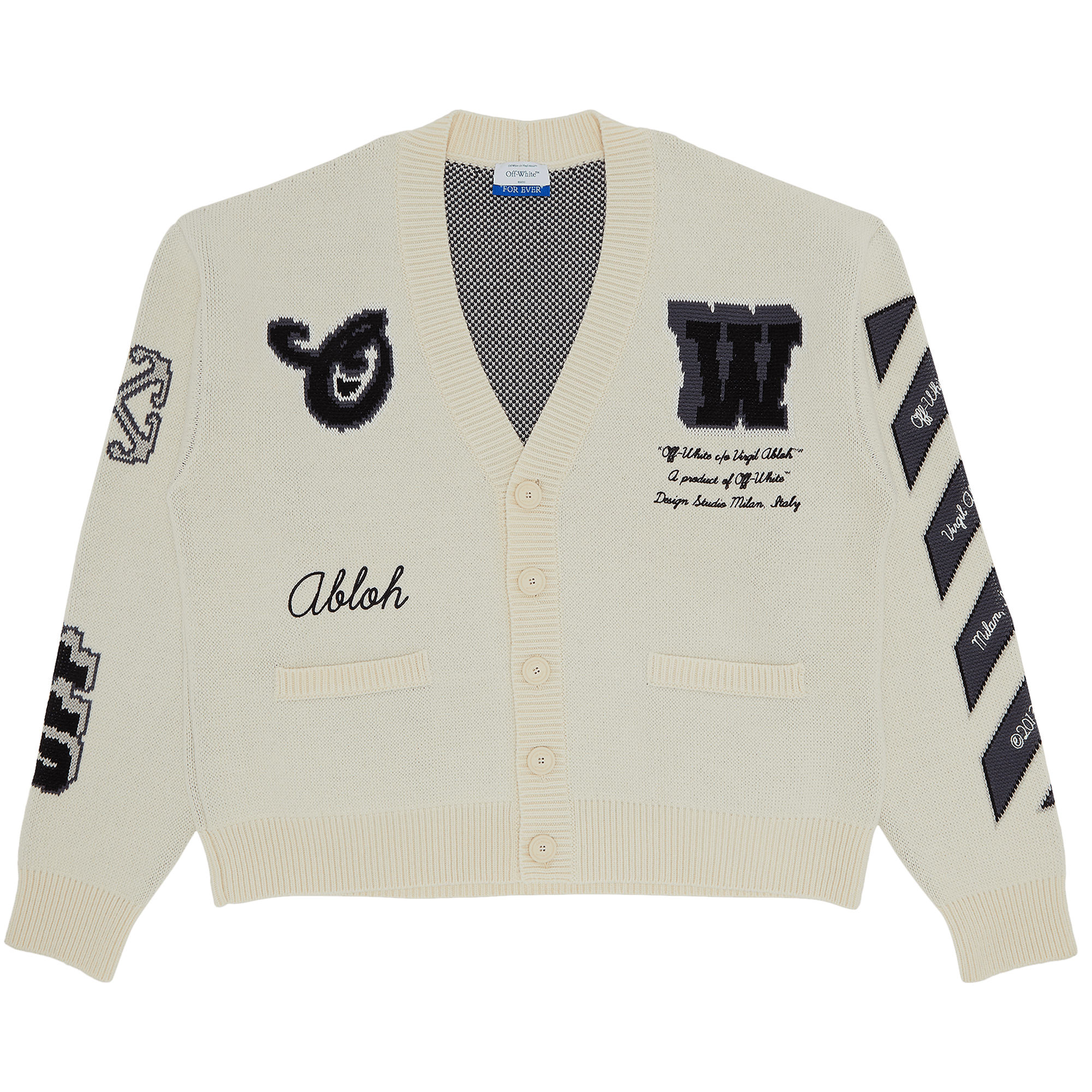 Off-White Varsity Knit Cardigan 'Cream/Black'