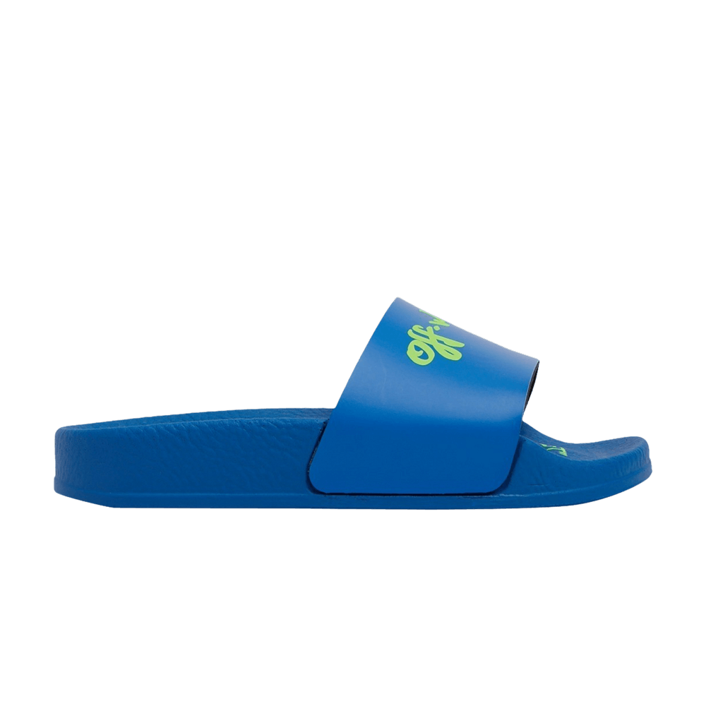 Off-White Logo Pool Sliders Kids 'Bright Blue'