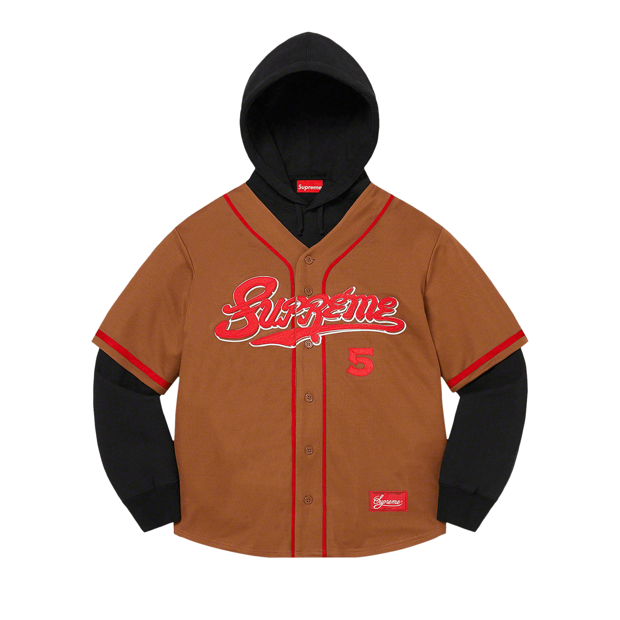 Supreme Baseball Jersey Hooded Sweatshirt 'Brown'