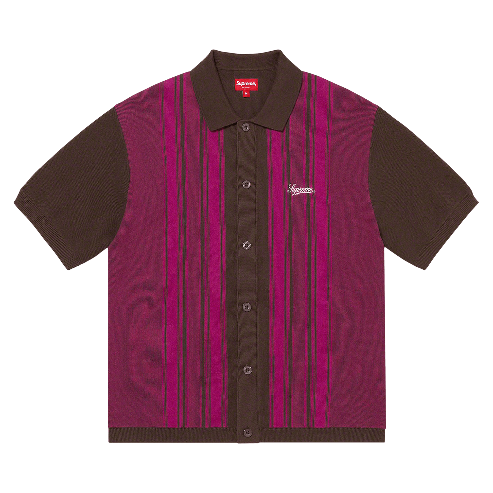 Supreme Stripe Button Up Polo 'Brown'