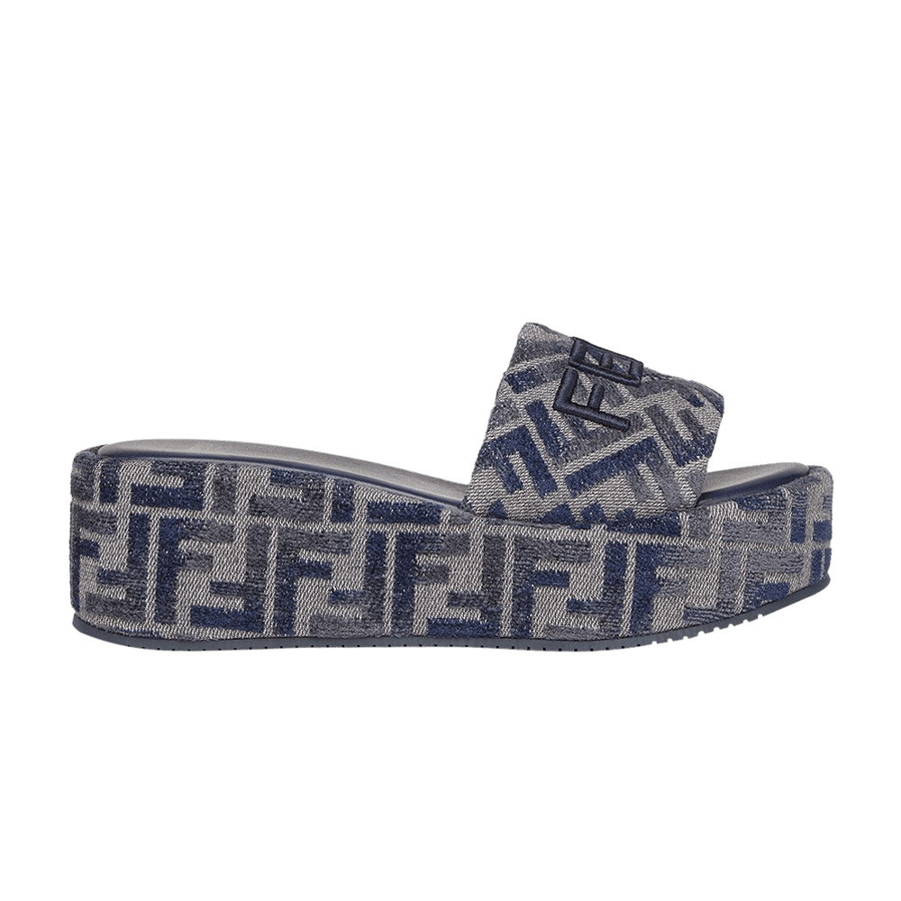 Fendi Wmns Sunshine Flatform Slides 'Blue FF Denim'