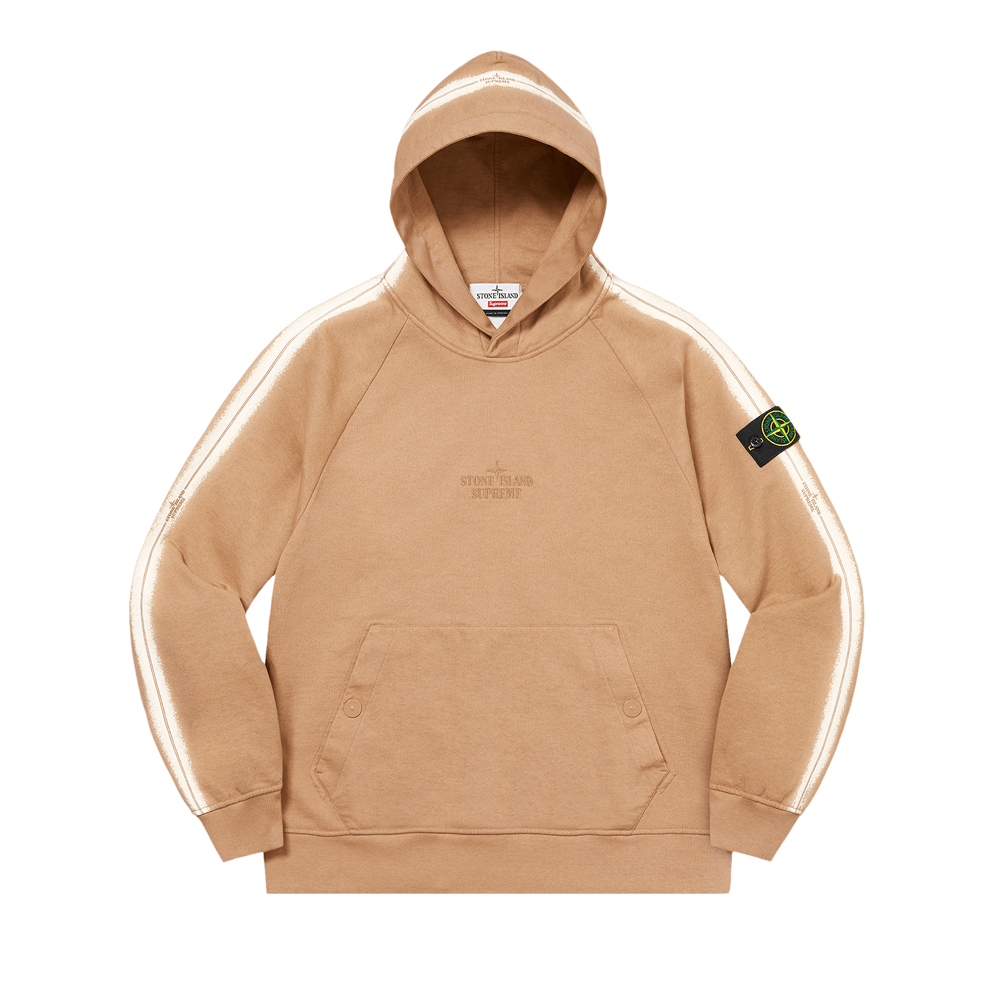 Supreme x Stone Island Stripe Hooded Sweatshirt 'Tan'