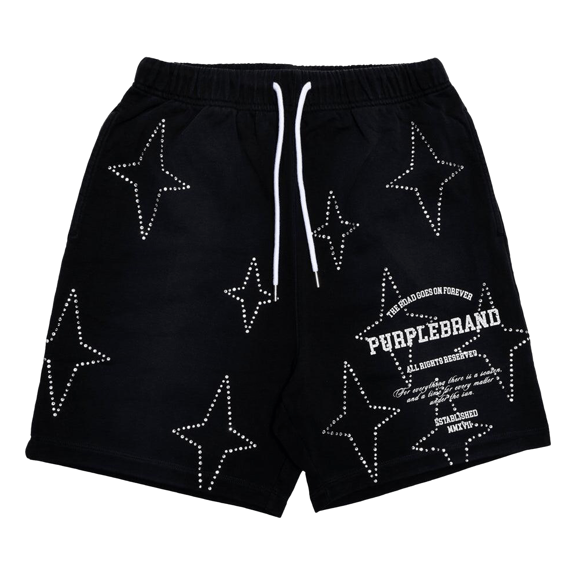 PURPLE BRAND Stacked Crystal Stars Shorts 'Black'