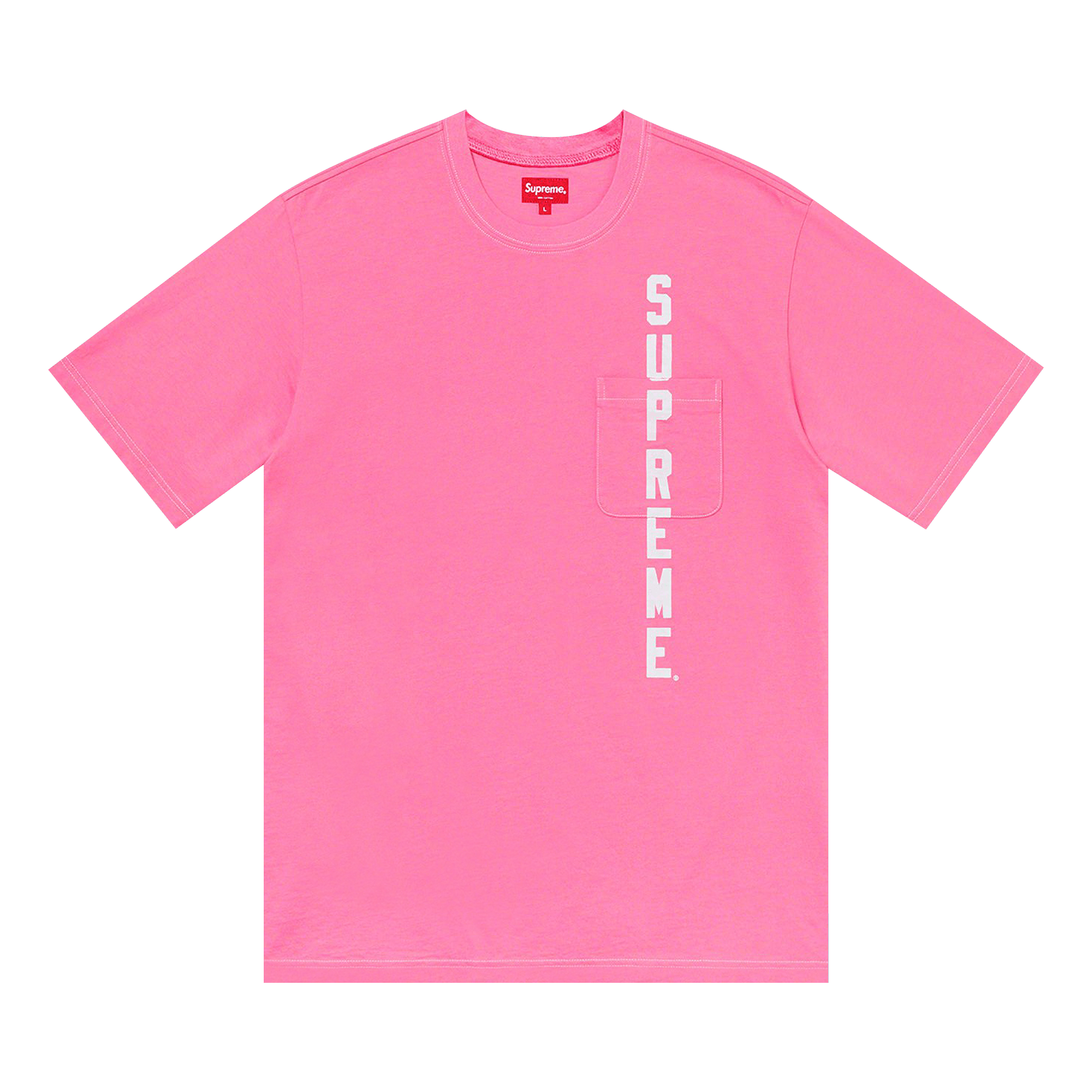 Supreme Contrast Stitch Pocket Tee 'Pink'