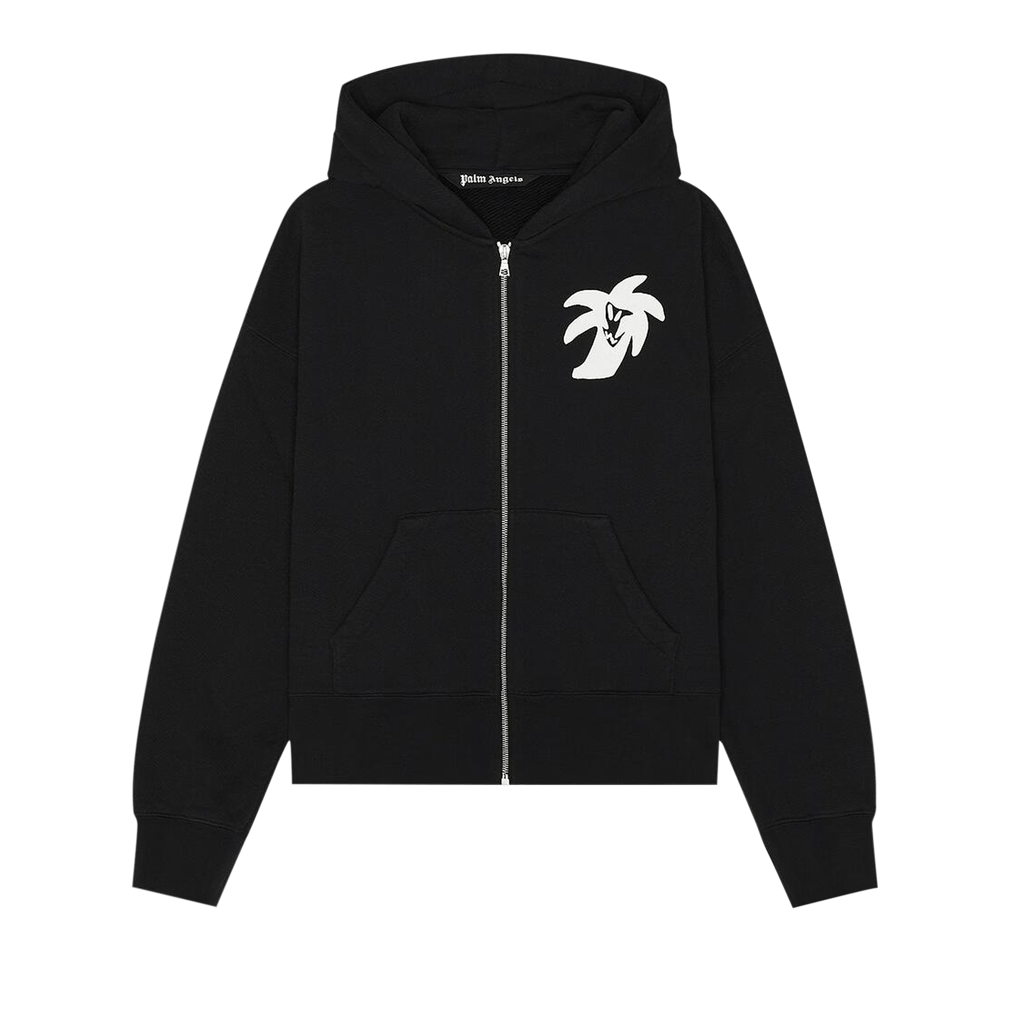 Palm Angels Hunter Zipped Hoodie 'Black/White'
