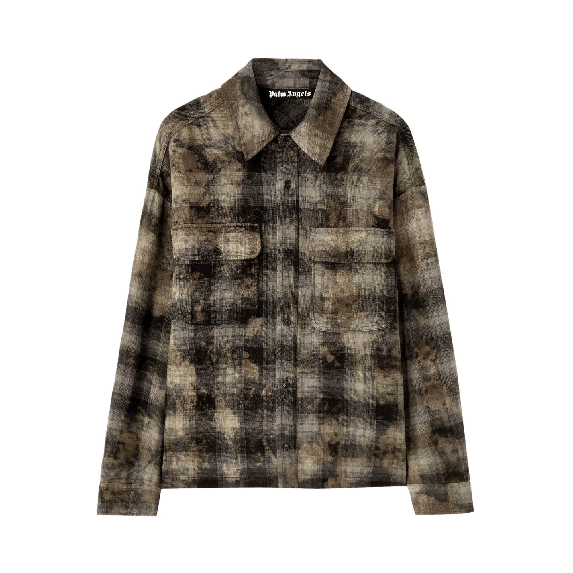 Palm Angels Curved Logo Check Long-Sleeve Shirt 'Dark Grey/Off White'