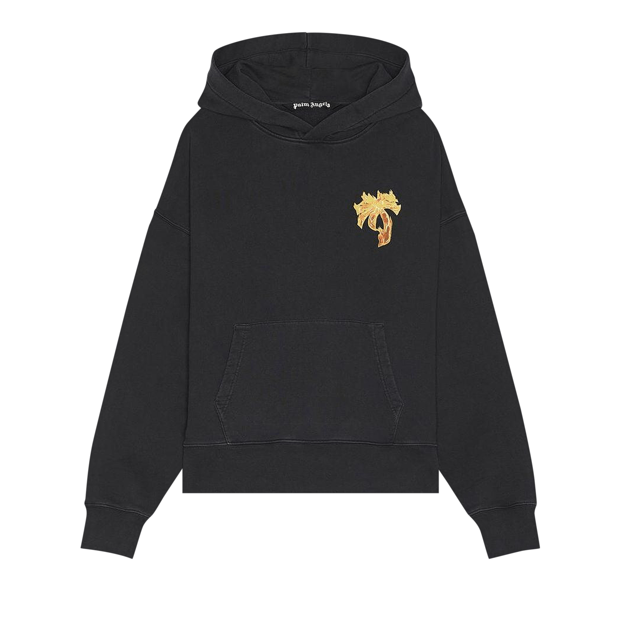 Palm Angels Burning Palm Hoodie 'Black/Gold'