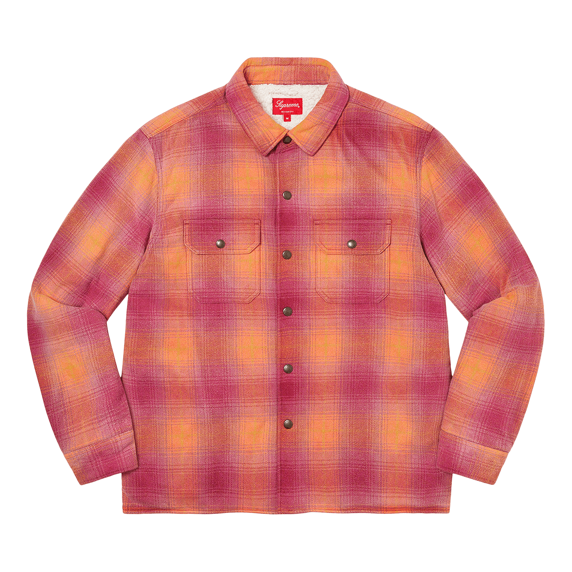 Supreme Shearling Lined Flannel Shirt 'Orange'
