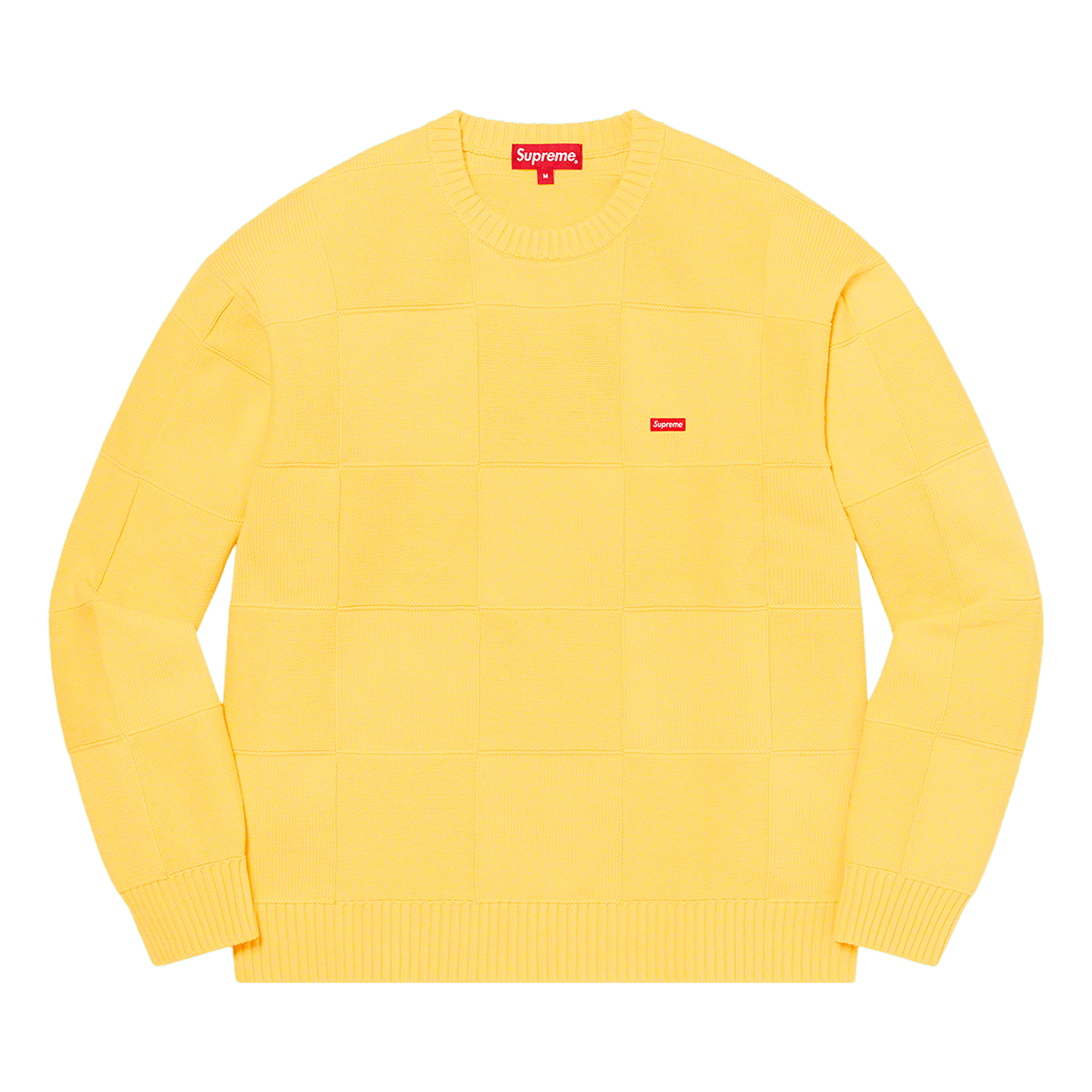 Supreme Tonal Checkerboard Small Box Sweater 'Yellow'
