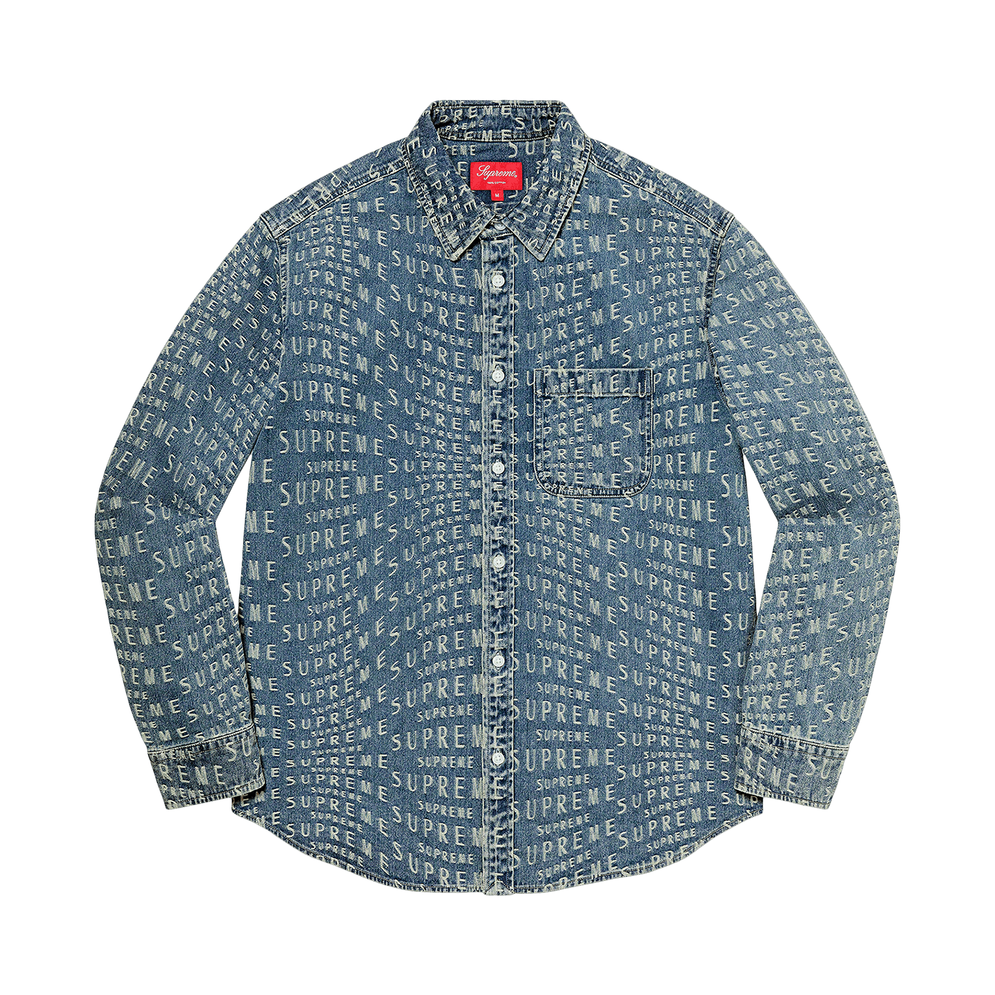 Supreme Wrap Jacquard Logos Denim Shirt 'Blue'