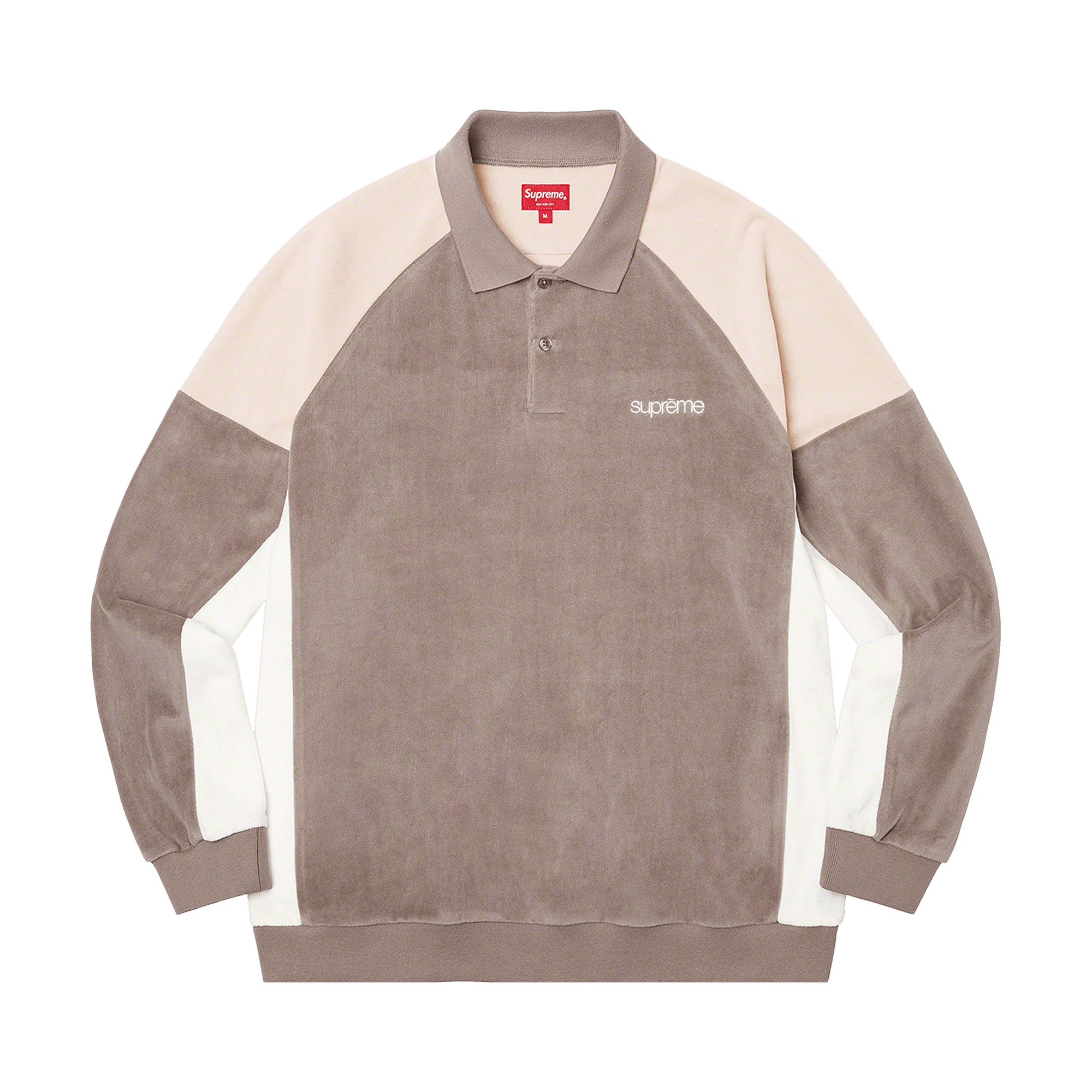 Supreme Paneled Velour Long-Sleeve Polo 'Light Brown'