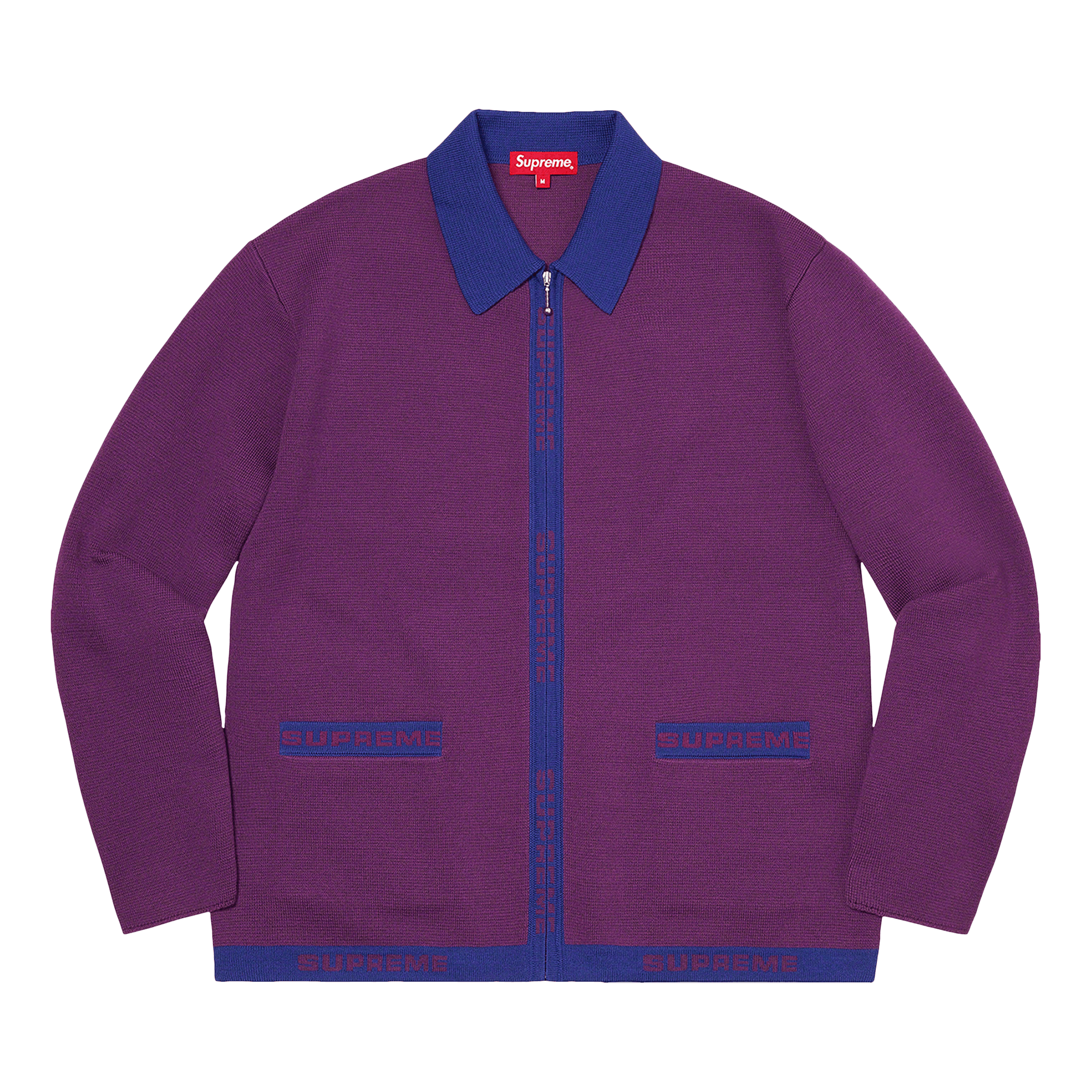 Supreme Logo Trim Zip Up Cardigan 'Purple'