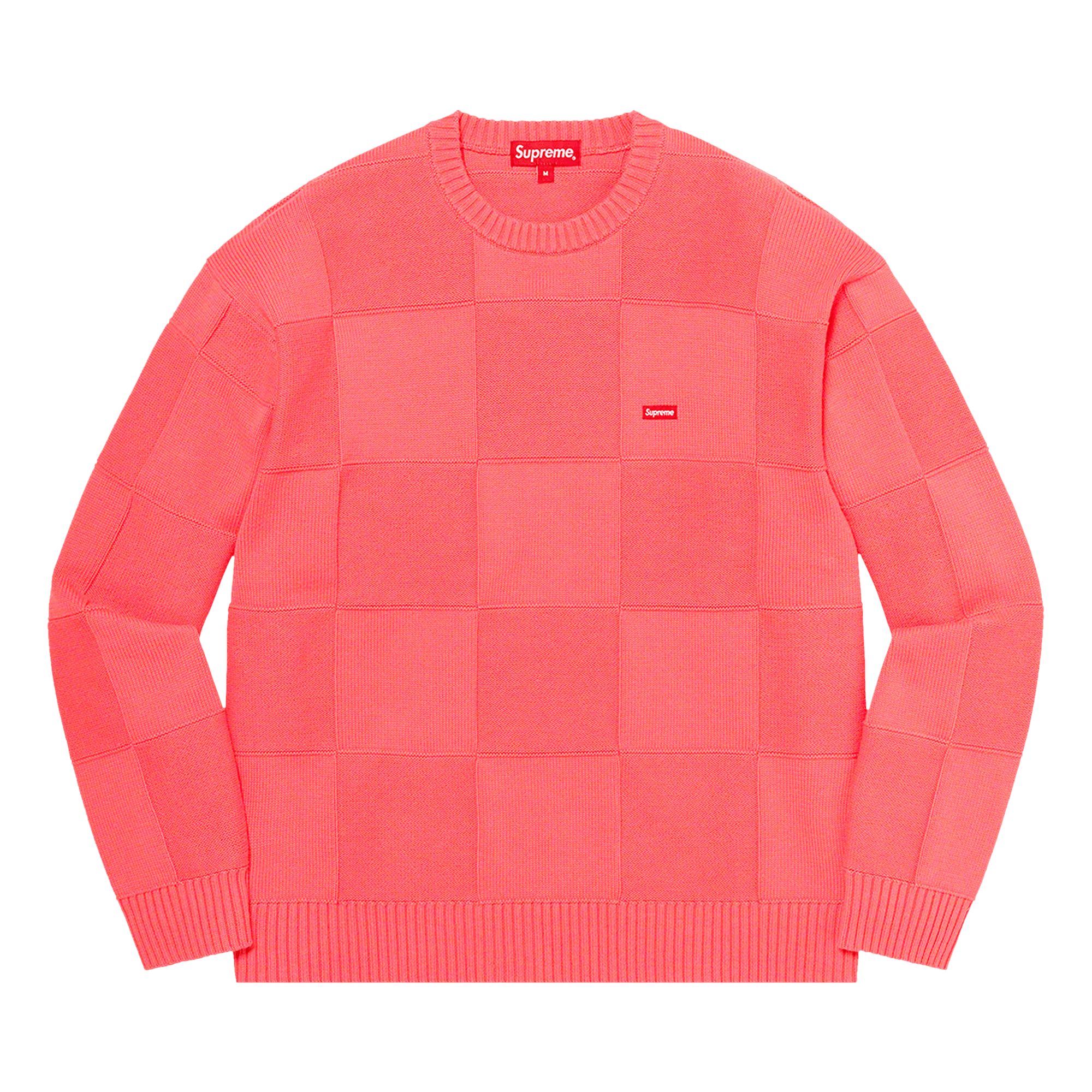 Supreme Tonal Checkerboard Small Box Sweater 'Coral'