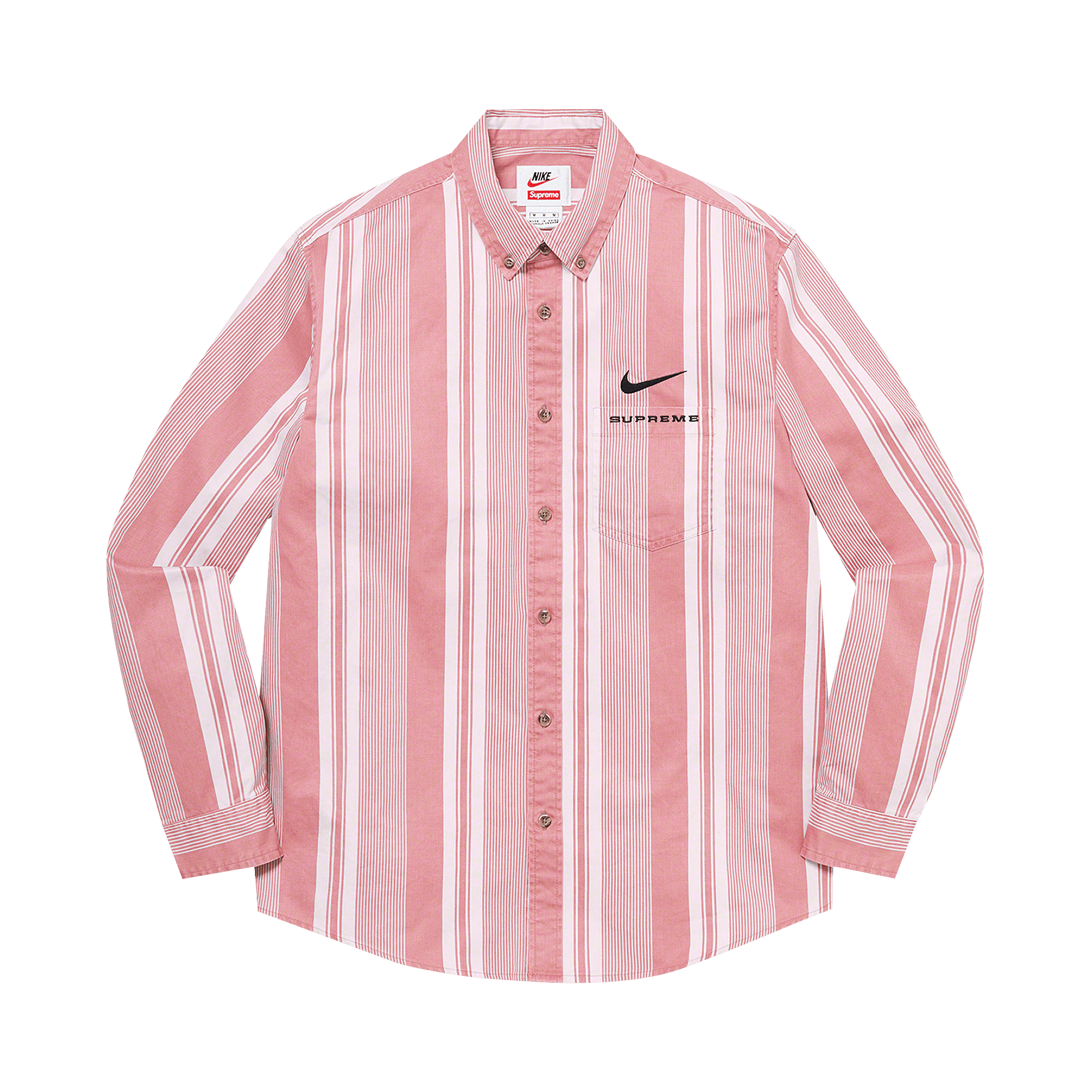 Supreme x Nike Cotton Twill Shirt 'Pink Stripe'