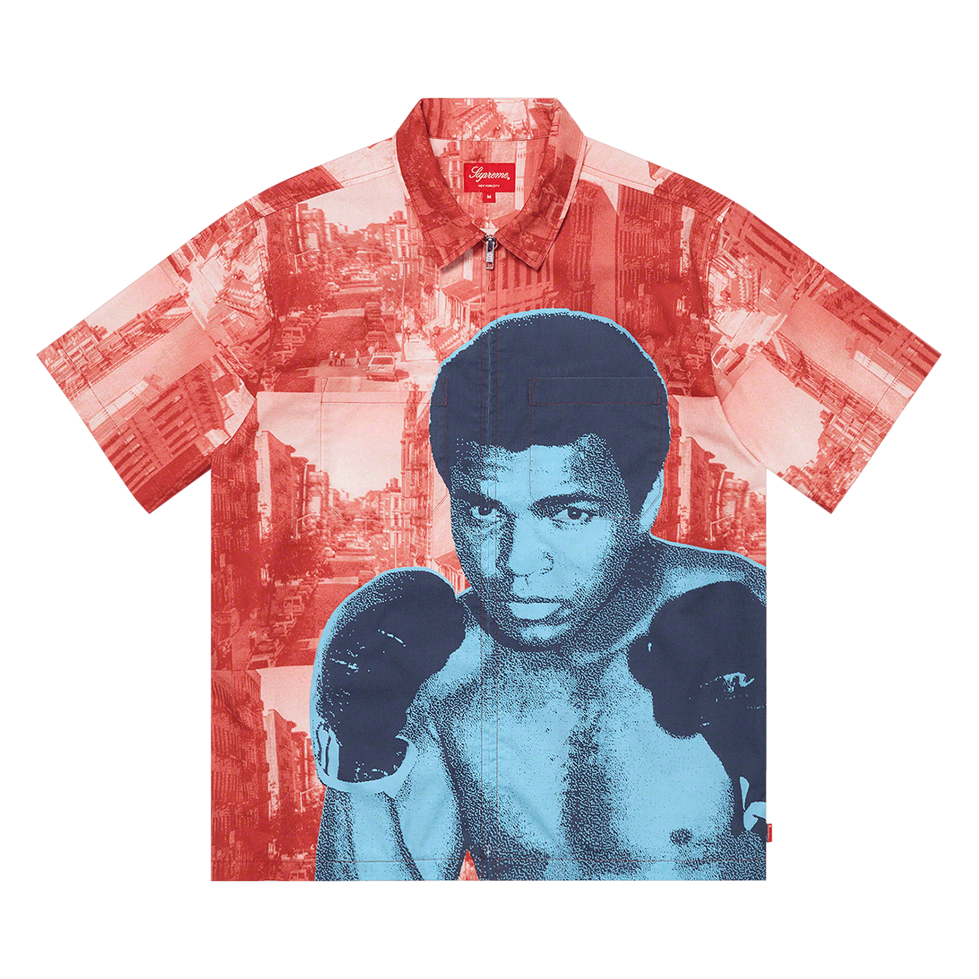 Supreme Muhammad Ali Zip Up Short-Sleeve Shirt 'Red'
