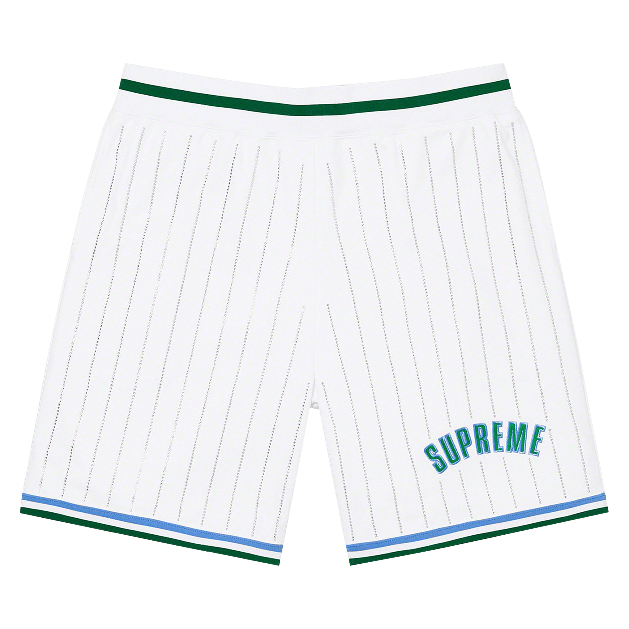 Supreme Rhinestone Stripe Basketball Short 'White'