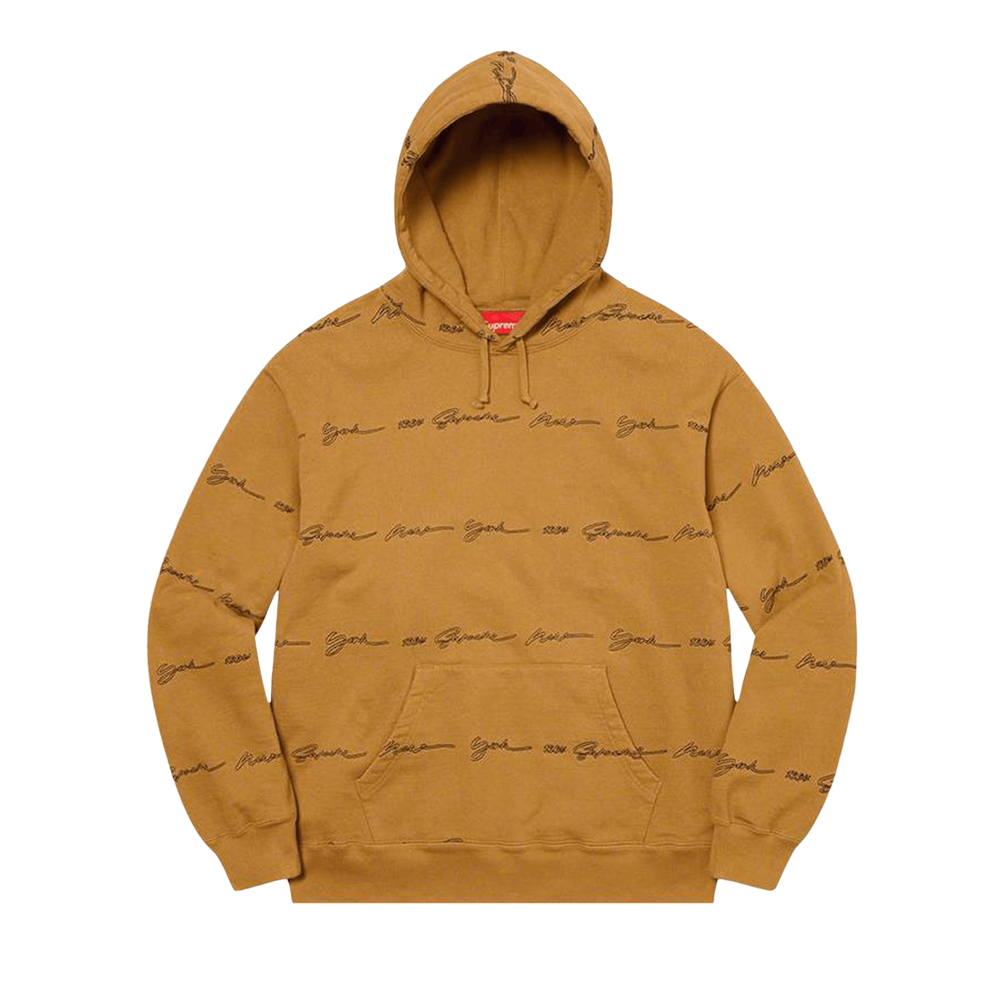 Supreme Script Stripe Hooded Sweatshirt 'Dark Mustard'