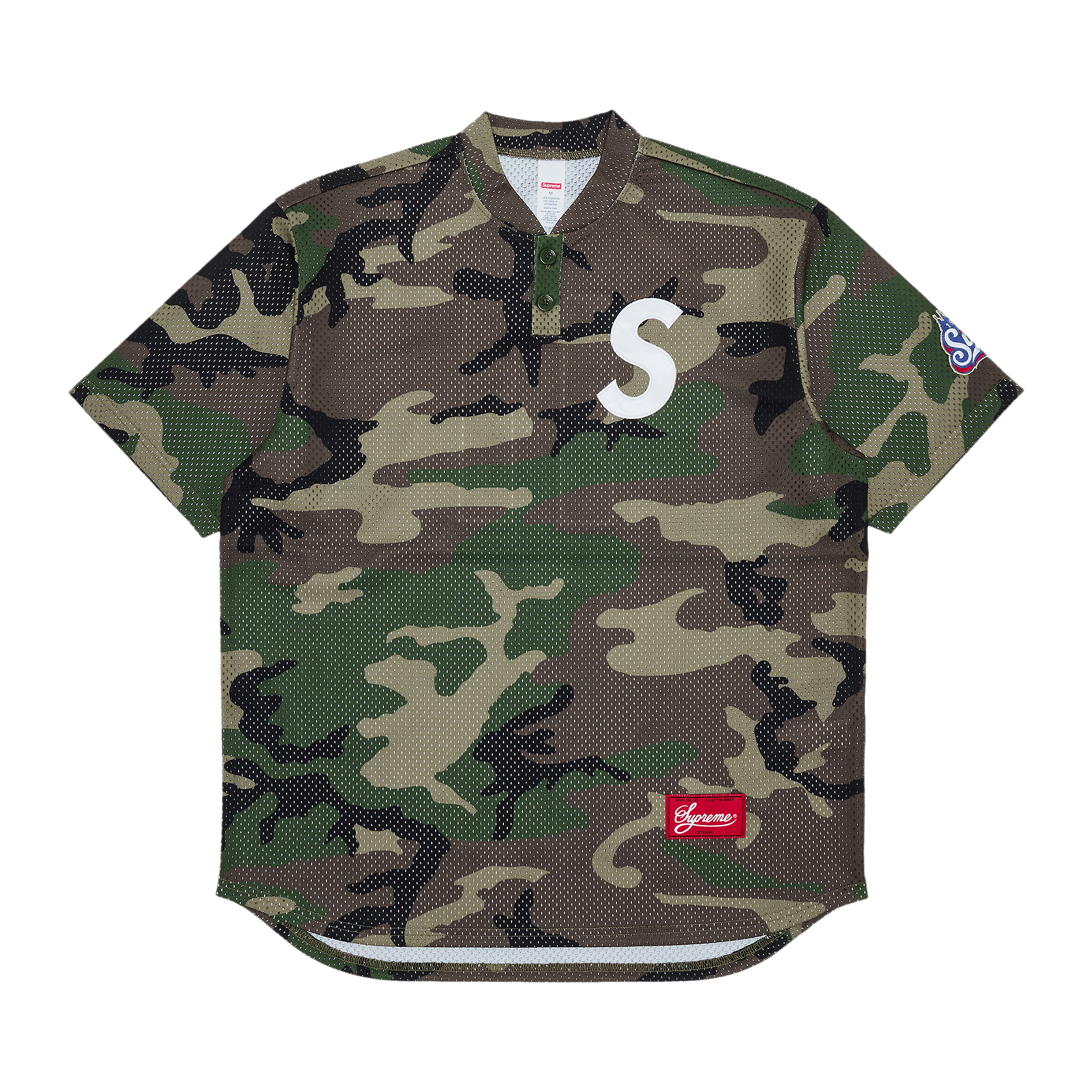 Supreme S Logo Baseball Henley 'Woodland Camo'
