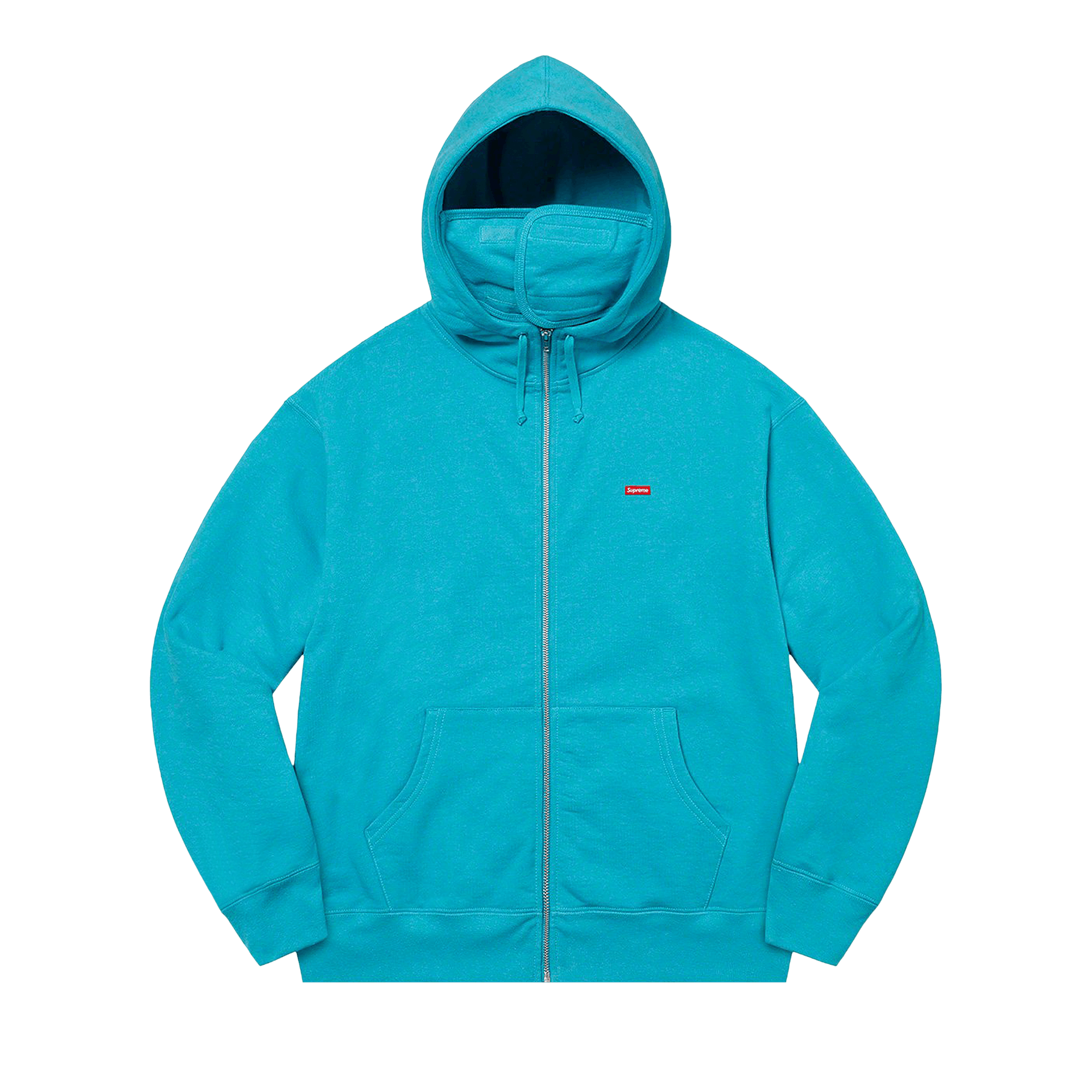 Supreme Small Box Facemask Zip Up Hooded Sweatshirt 'Cyan'