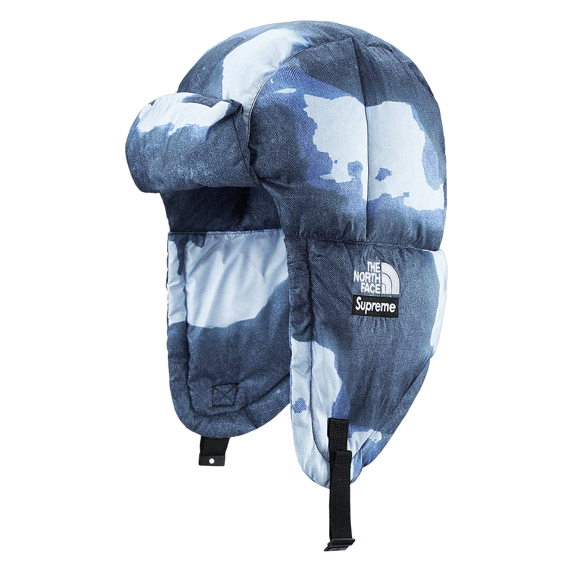 Supreme x The North Face Bleached Denim Print Nuptse Trooper 'Indigo'