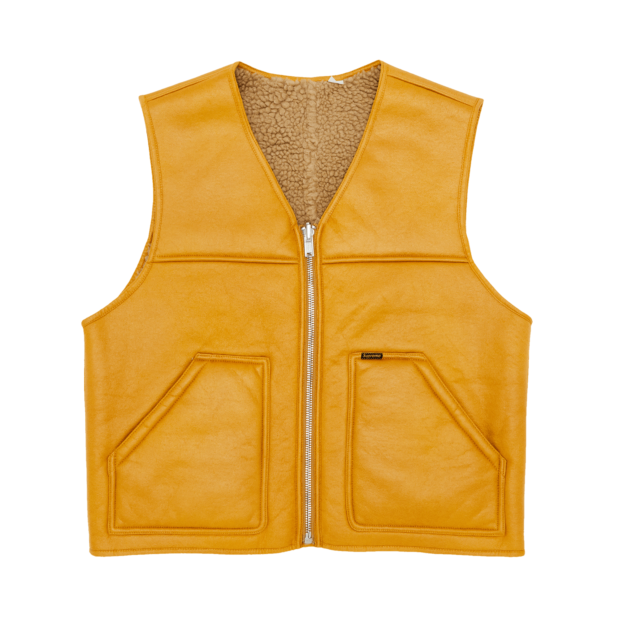 Supreme Reversible Faux Shearling Work Vest 'Yellow'