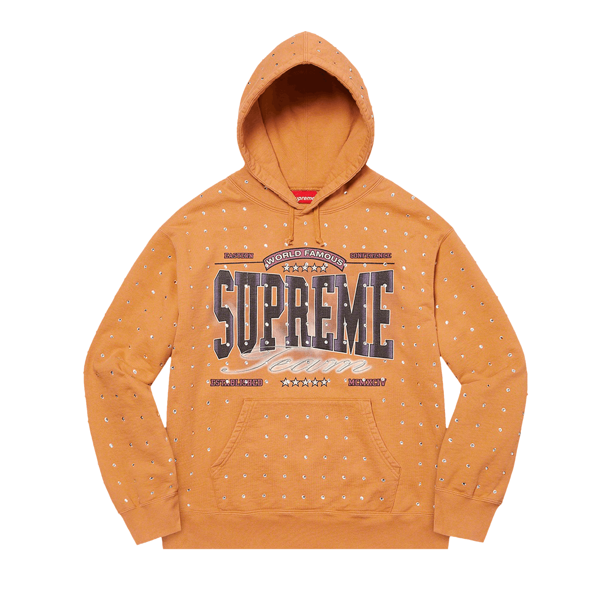 Supreme Rhinestone Hooded Sweatshirt 'Light Mustard'