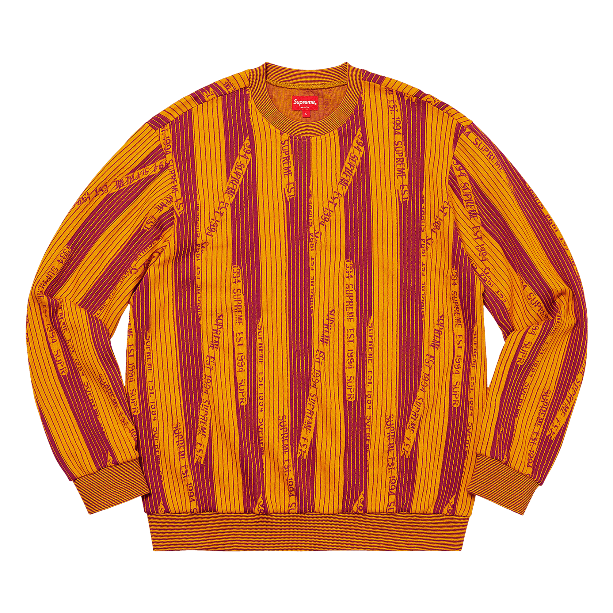 Supreme Textured Stripe Crewneck 'Yellow'